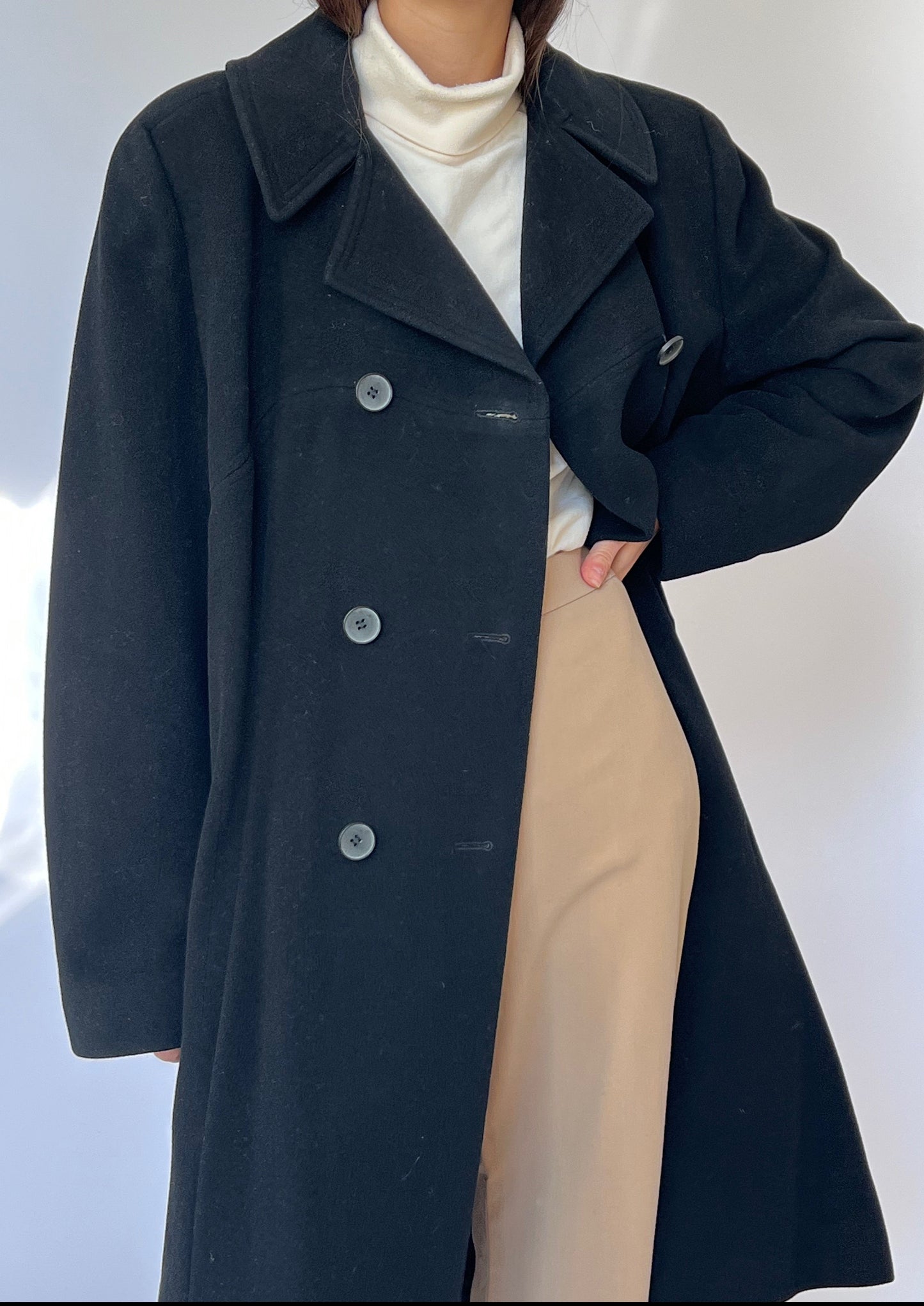 Structured Wool Black Coat S/M