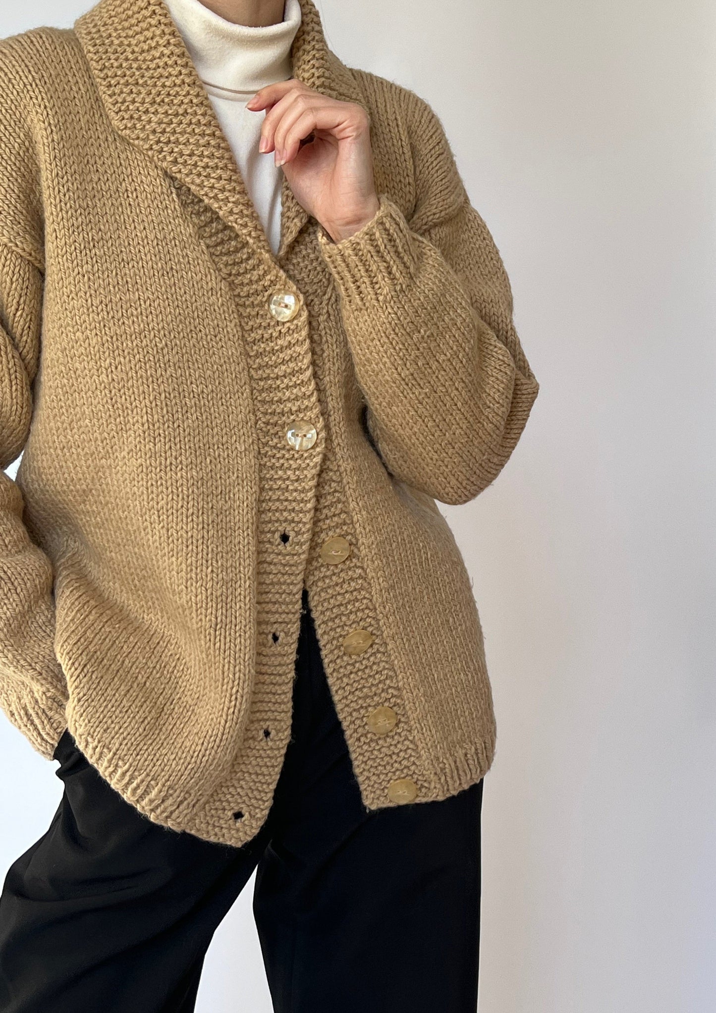 70s Chunky Caramel Cardigan M