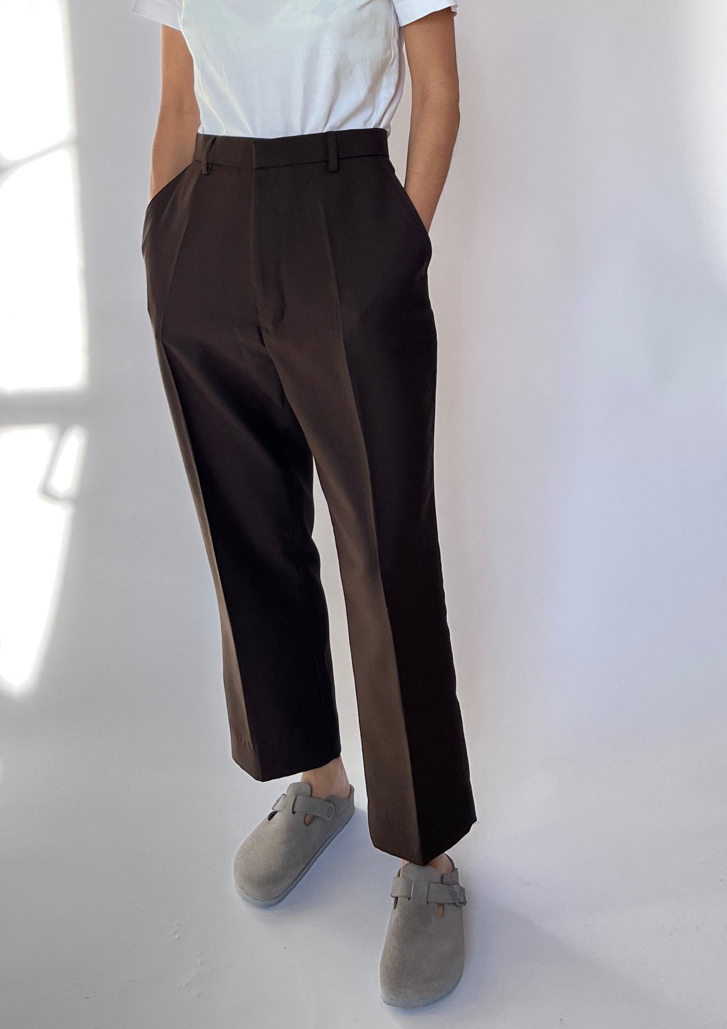 Brown Pleated Trousers M 33"