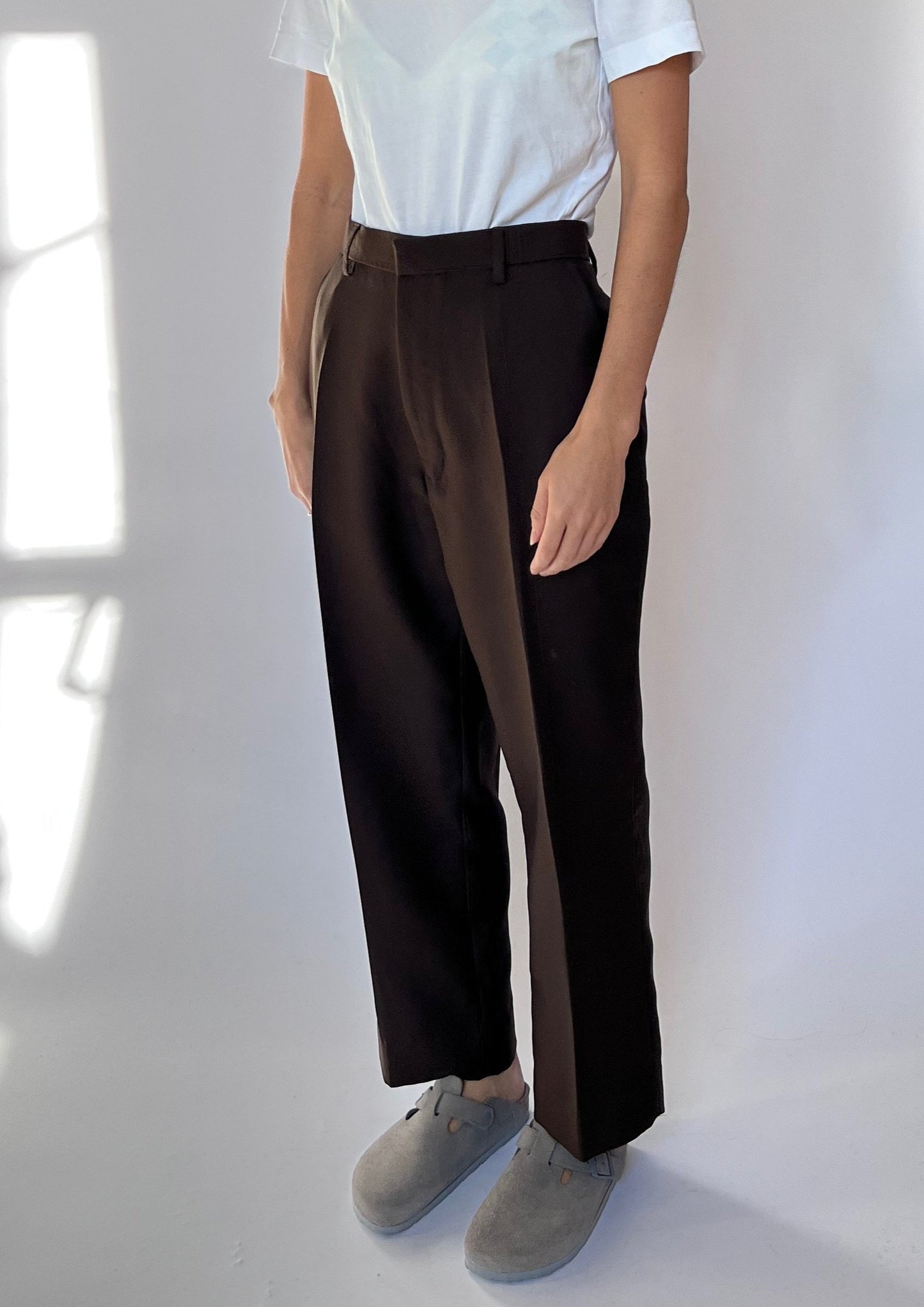 Brown Pleated Trousers M 33"