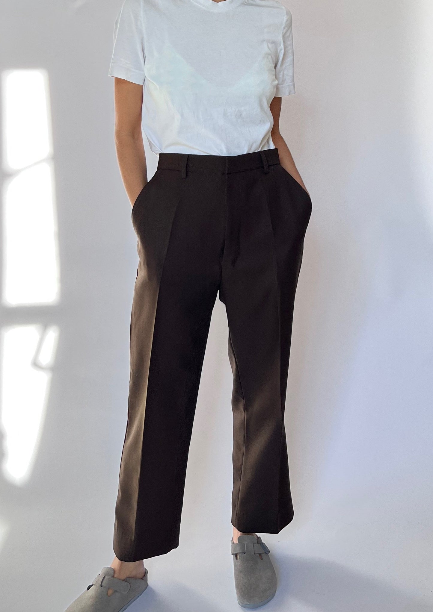 Brown Pleated Trousers M 33"