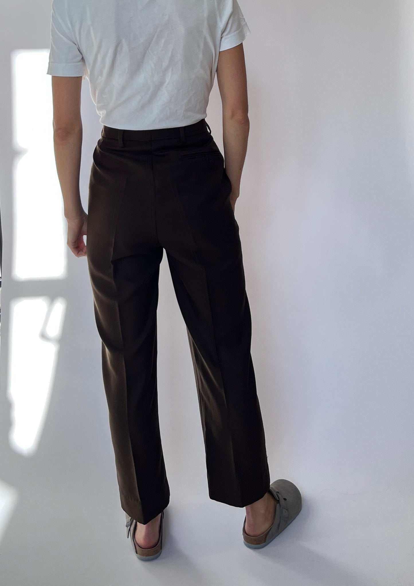 Brown Pleated Trousers M 33"