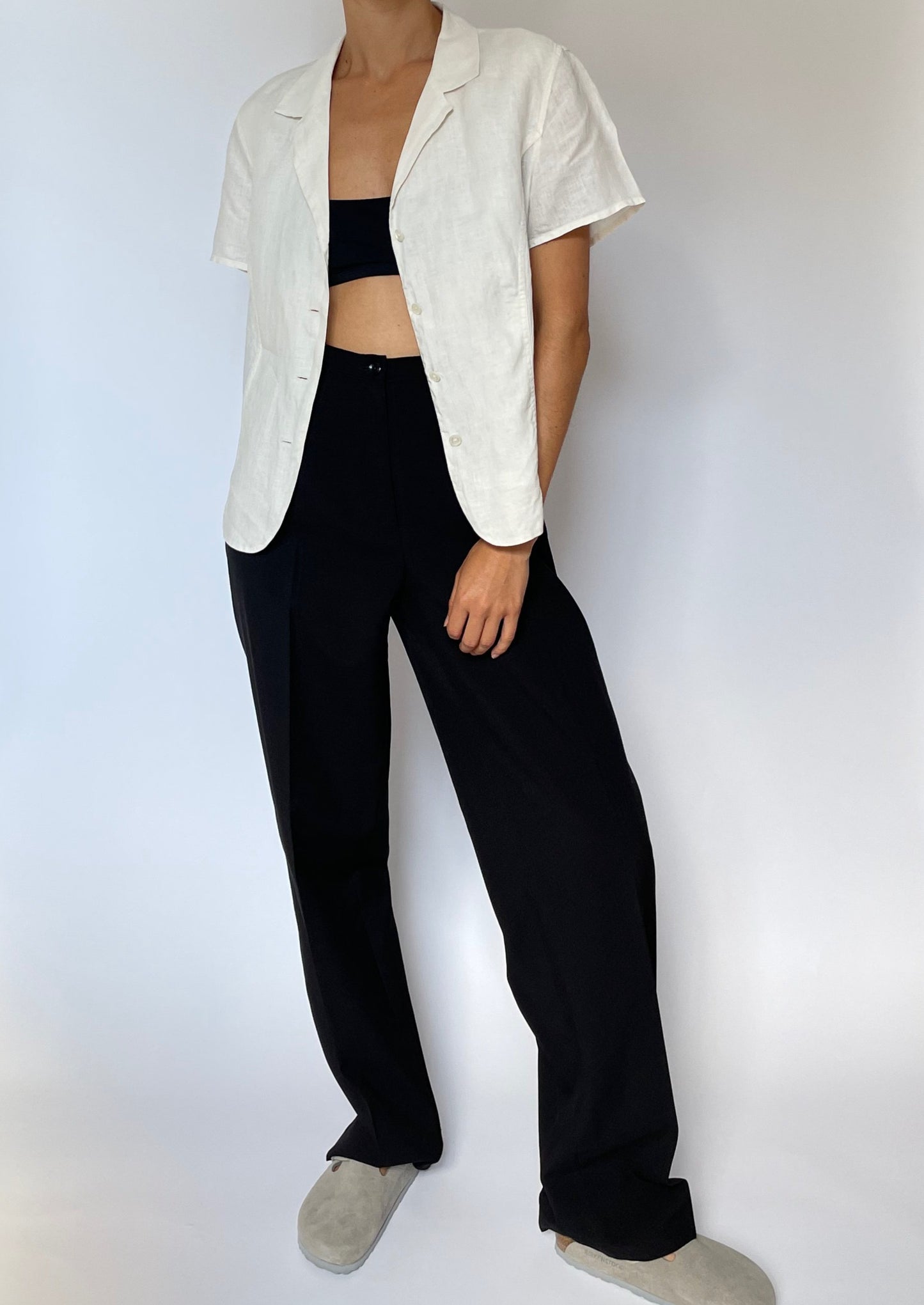 Cropped Linen Shirt S