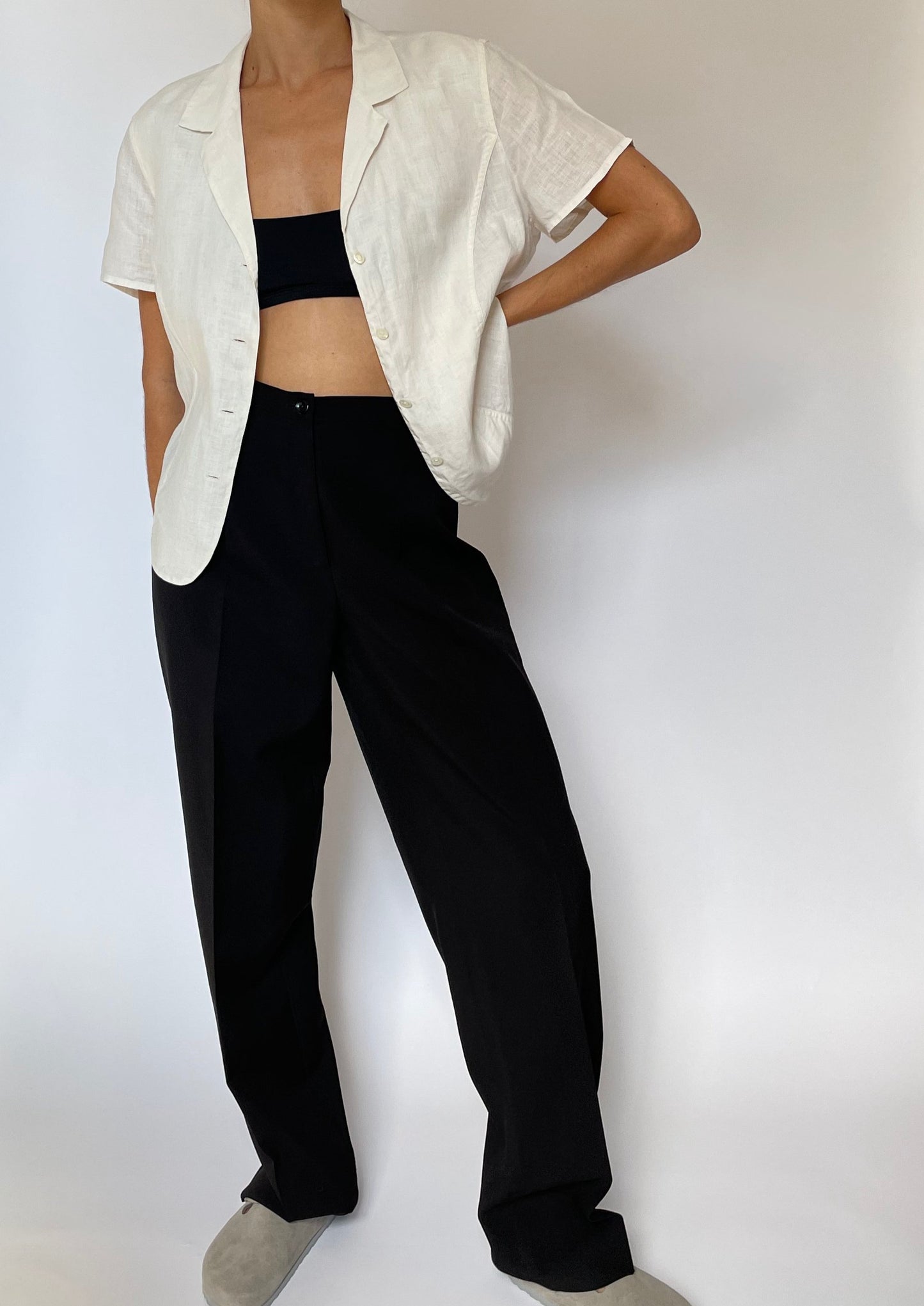 Cropped Linen Shirt S