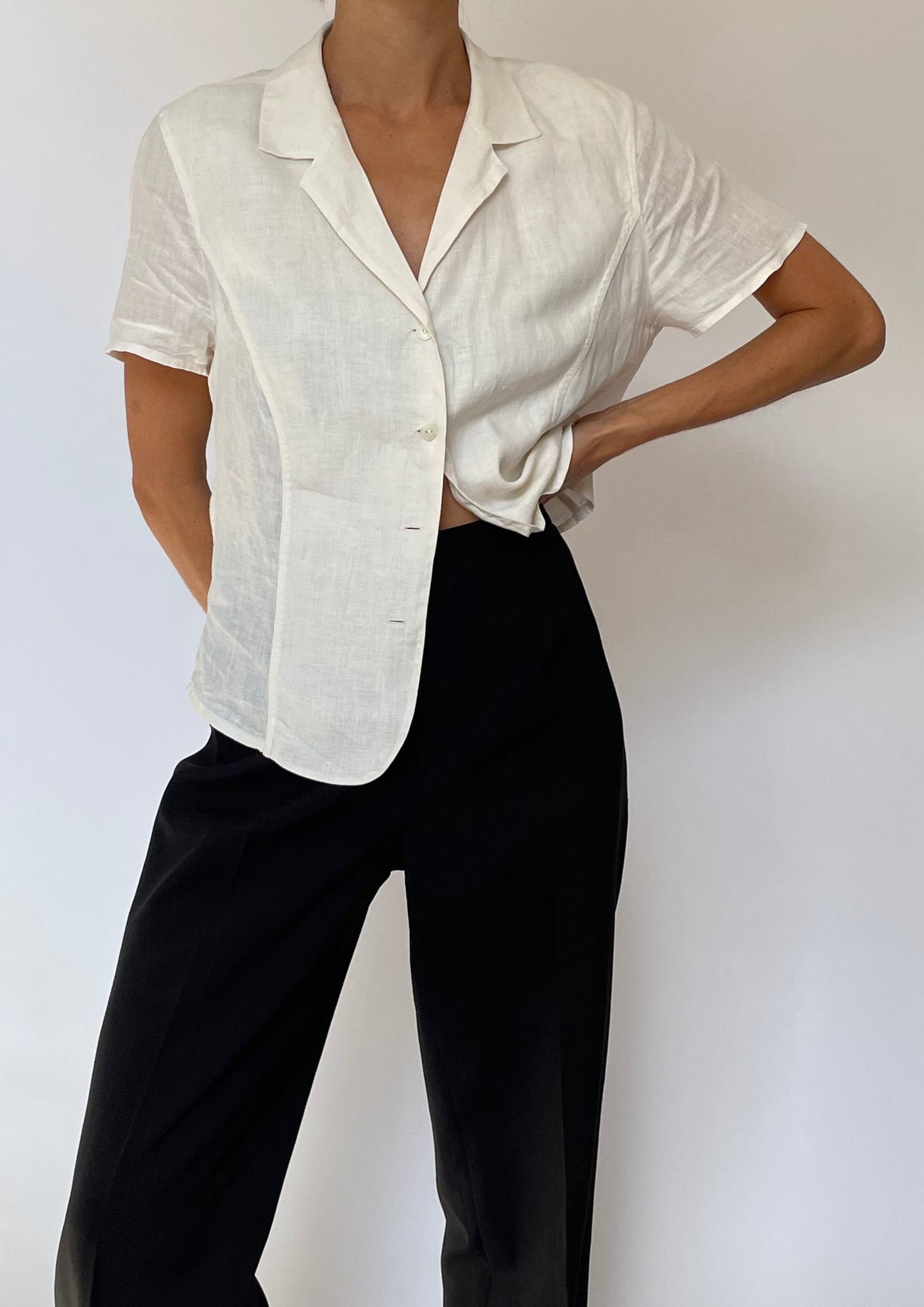 Cropped Linen Shirt S