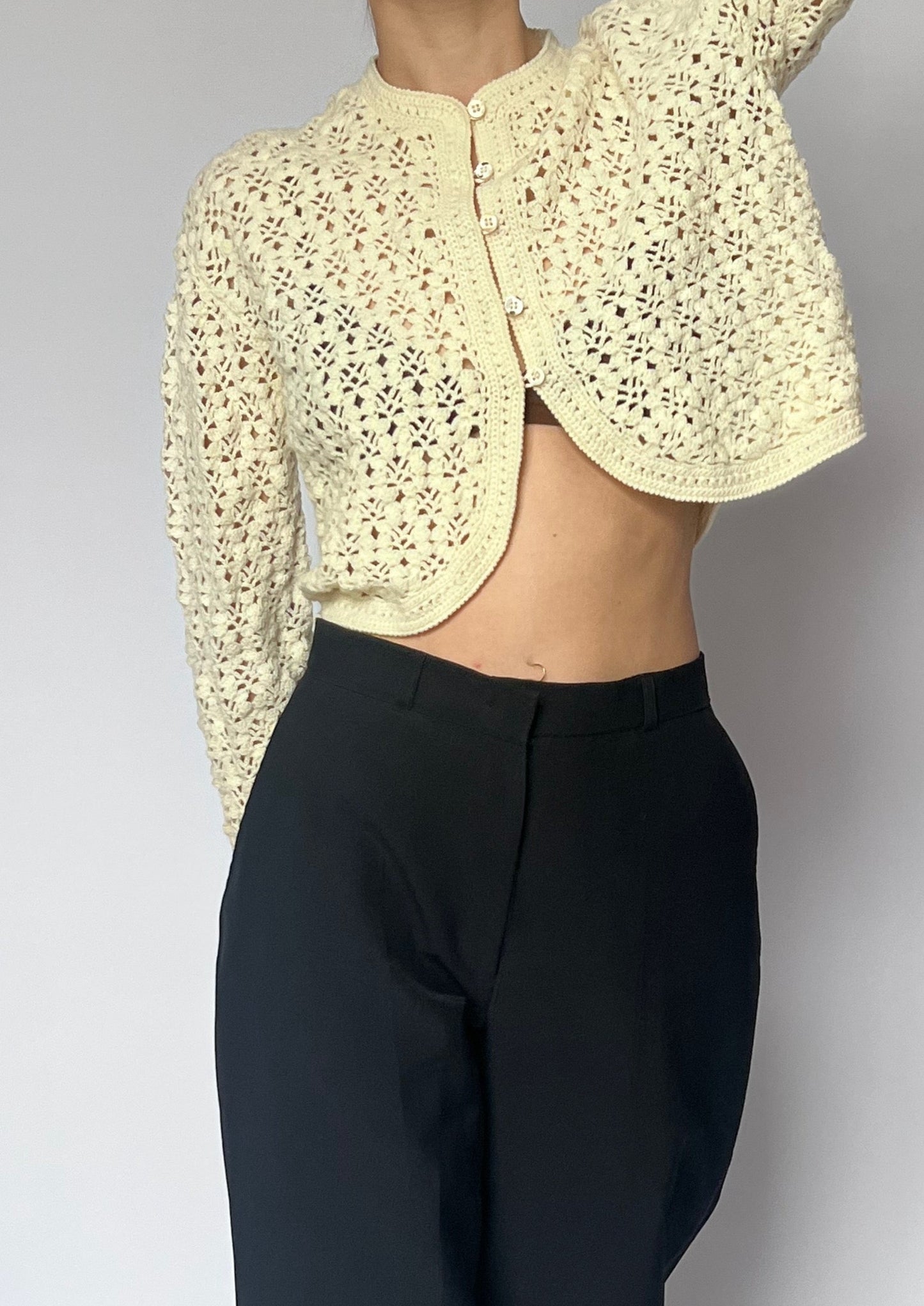 Upcycled Crochet Cropped Cardigan XS/S