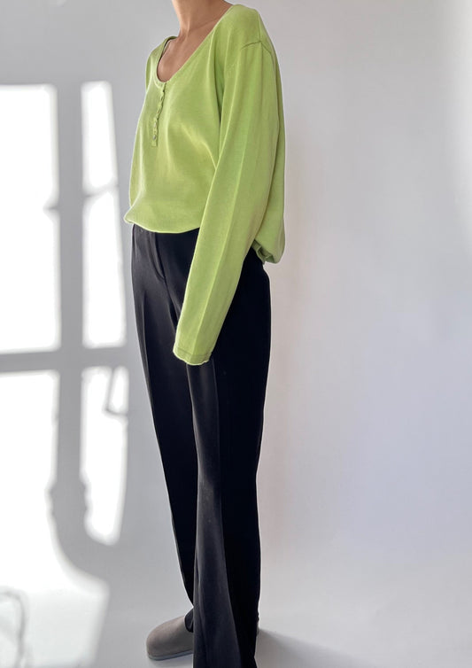 1990s Lime Green Button Jumper M/L