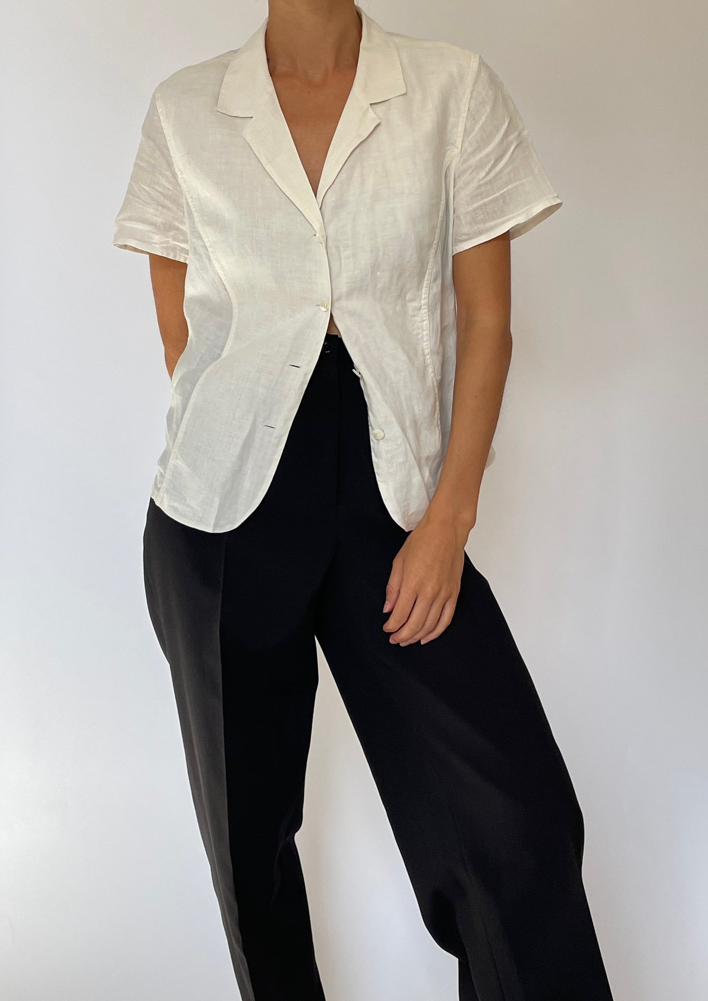 Cropped Linen Shirt S