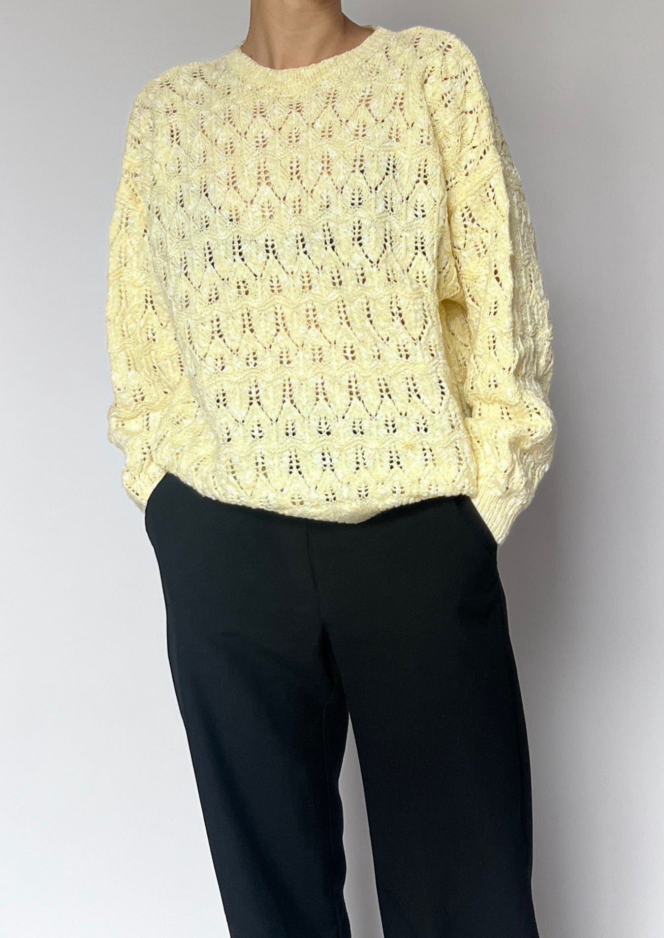 70s Hand Knitted Yellow Jumper S/M