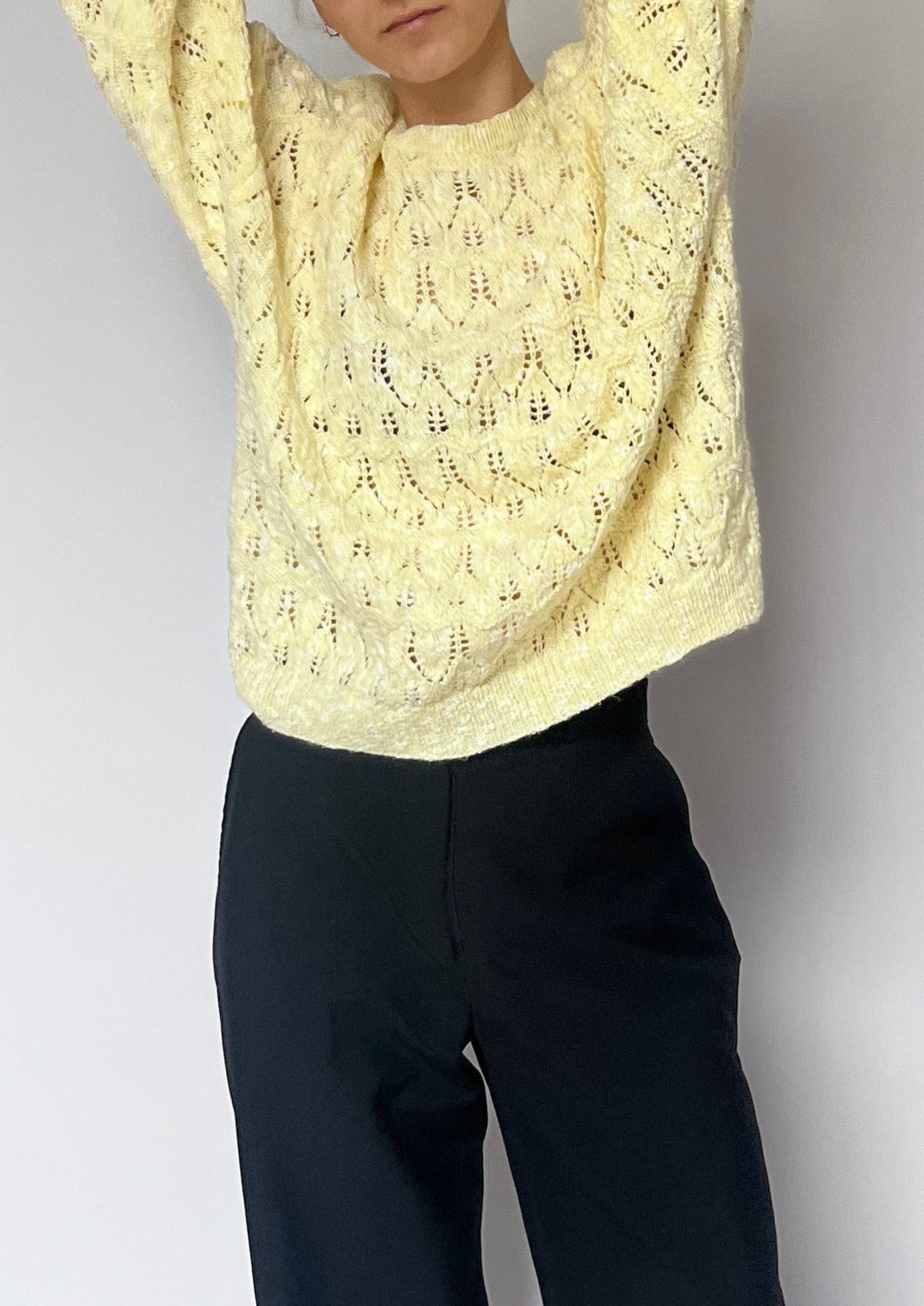 70s Hand Knitted Yellow Jumper S/M