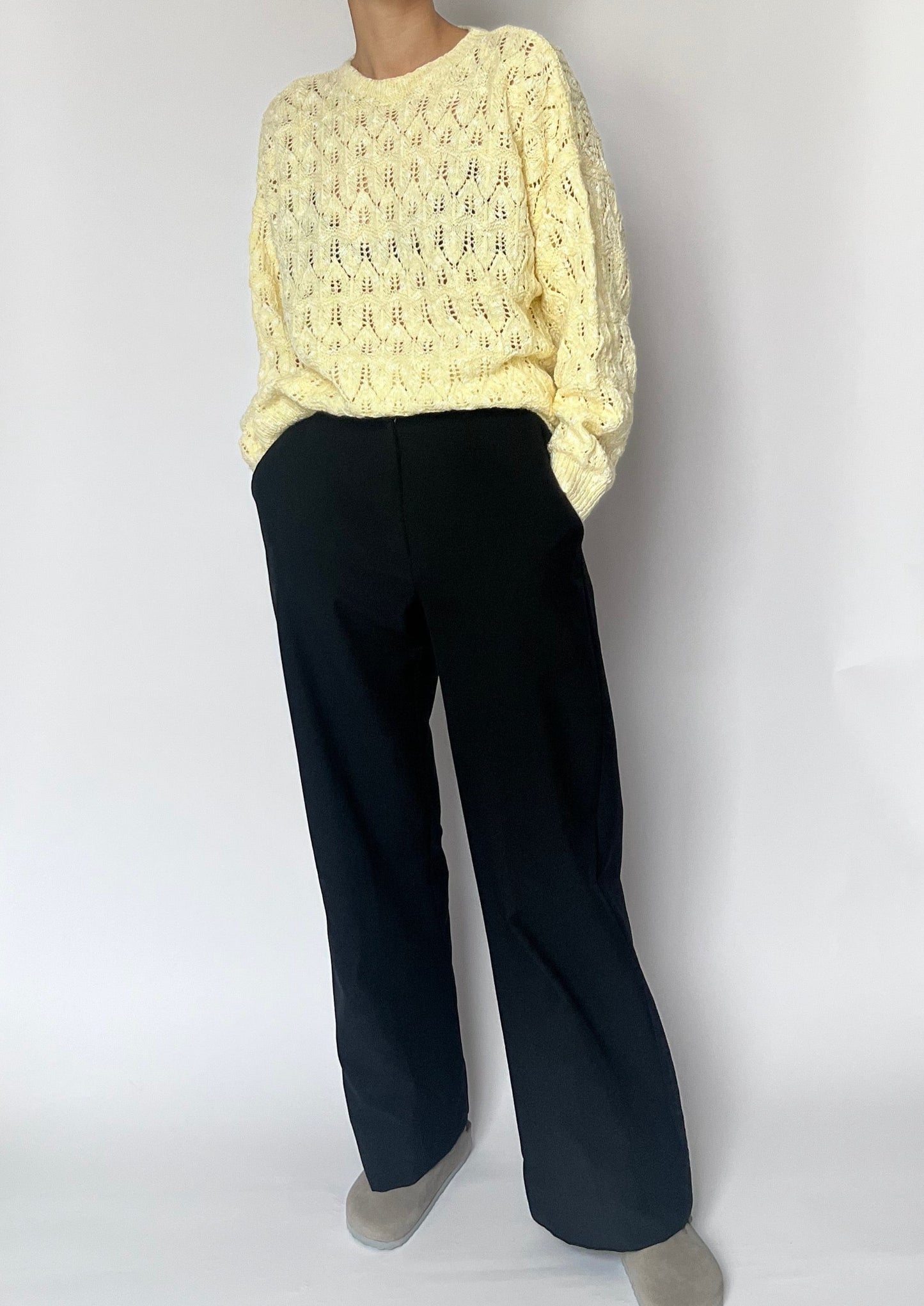 70s Hand Knitted Yellow Jumper S/M