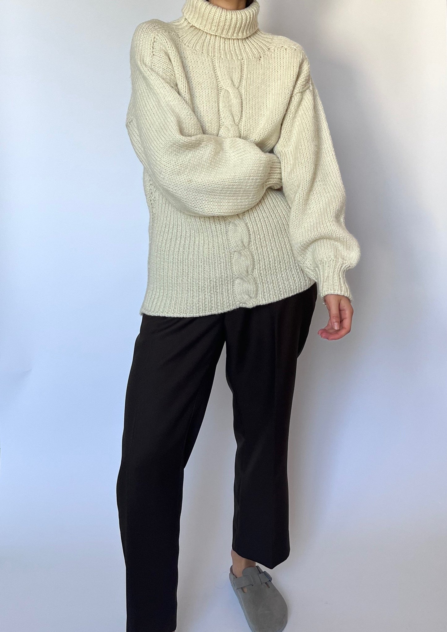 Hand Knitted Chunky Cable Knit Jumper S/M