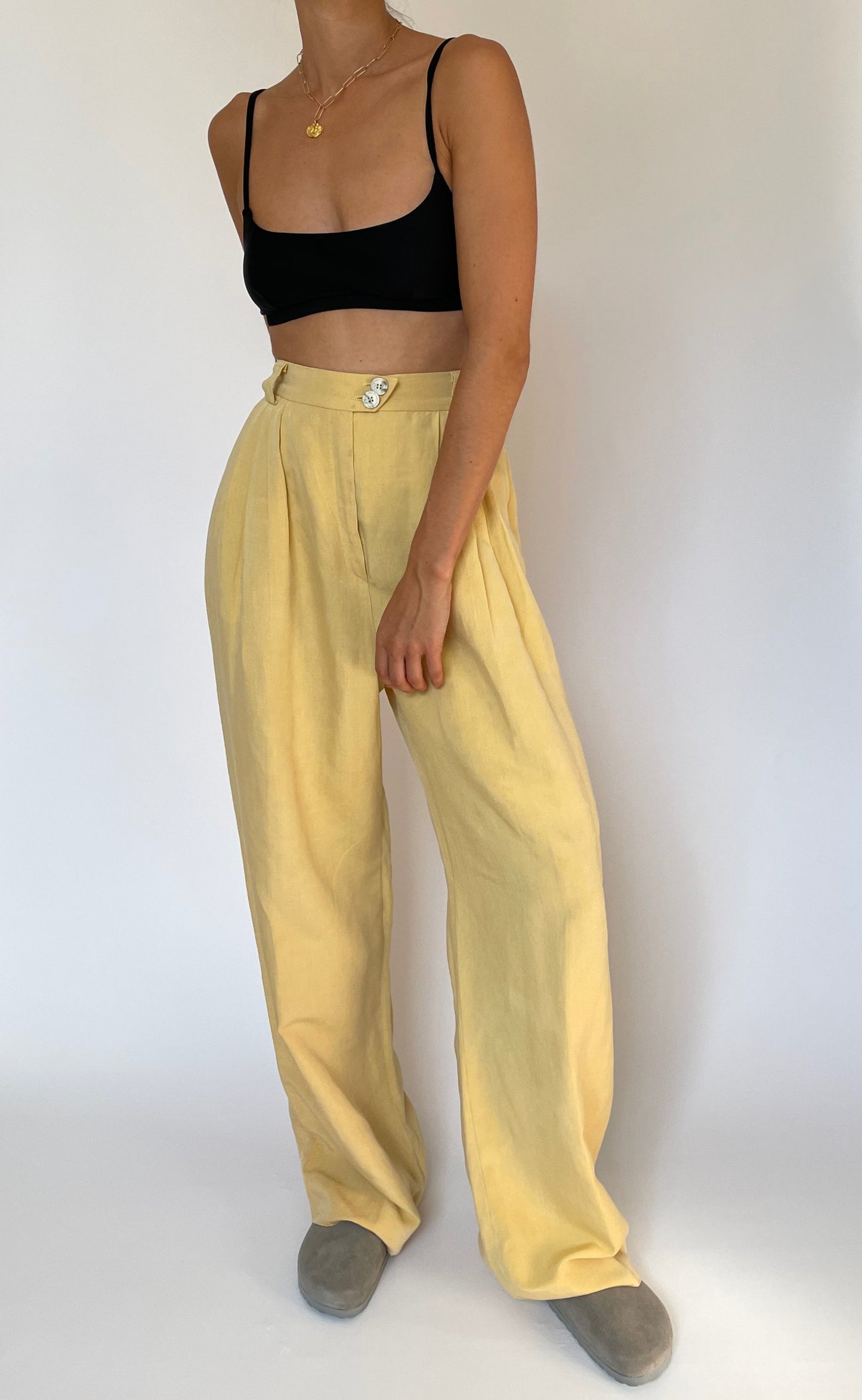 Linen Pleated Trousers M W'29"