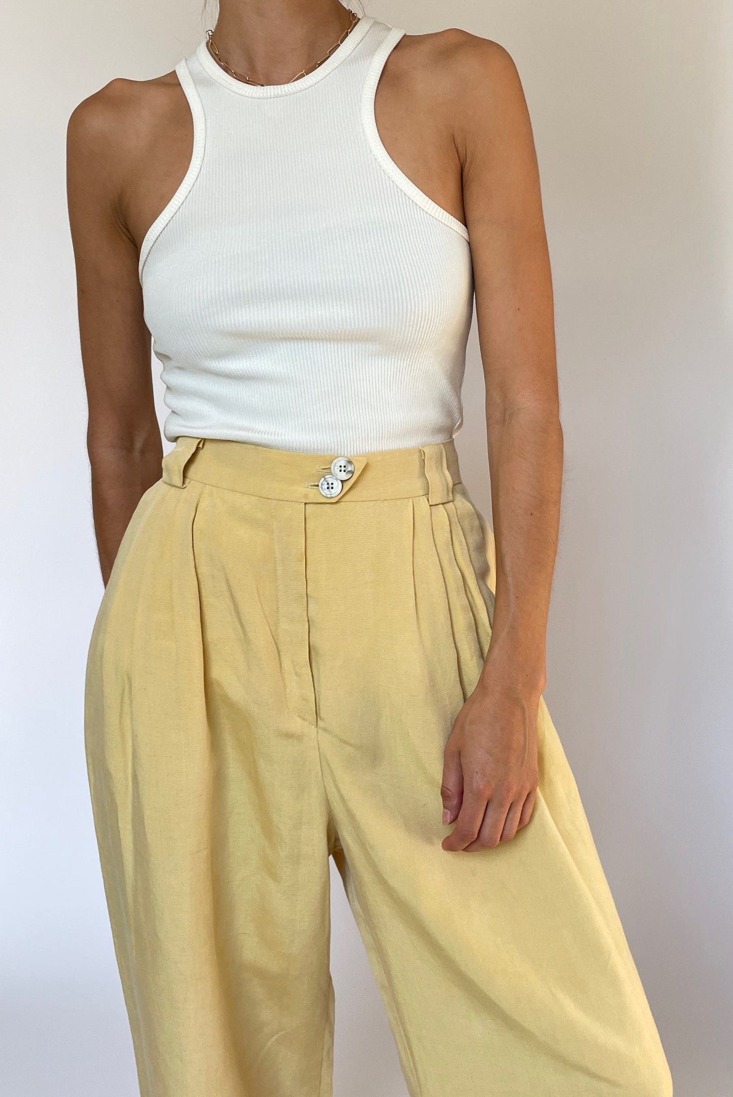 Linen Pleated Trousers M W'29"