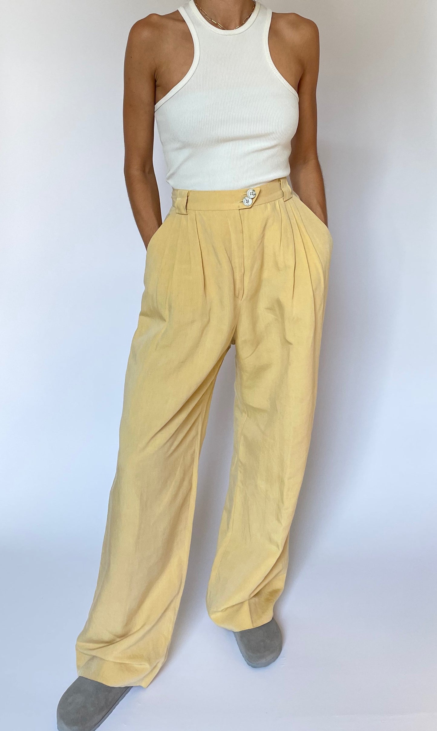 Linen Pleated Trousers M W'29"