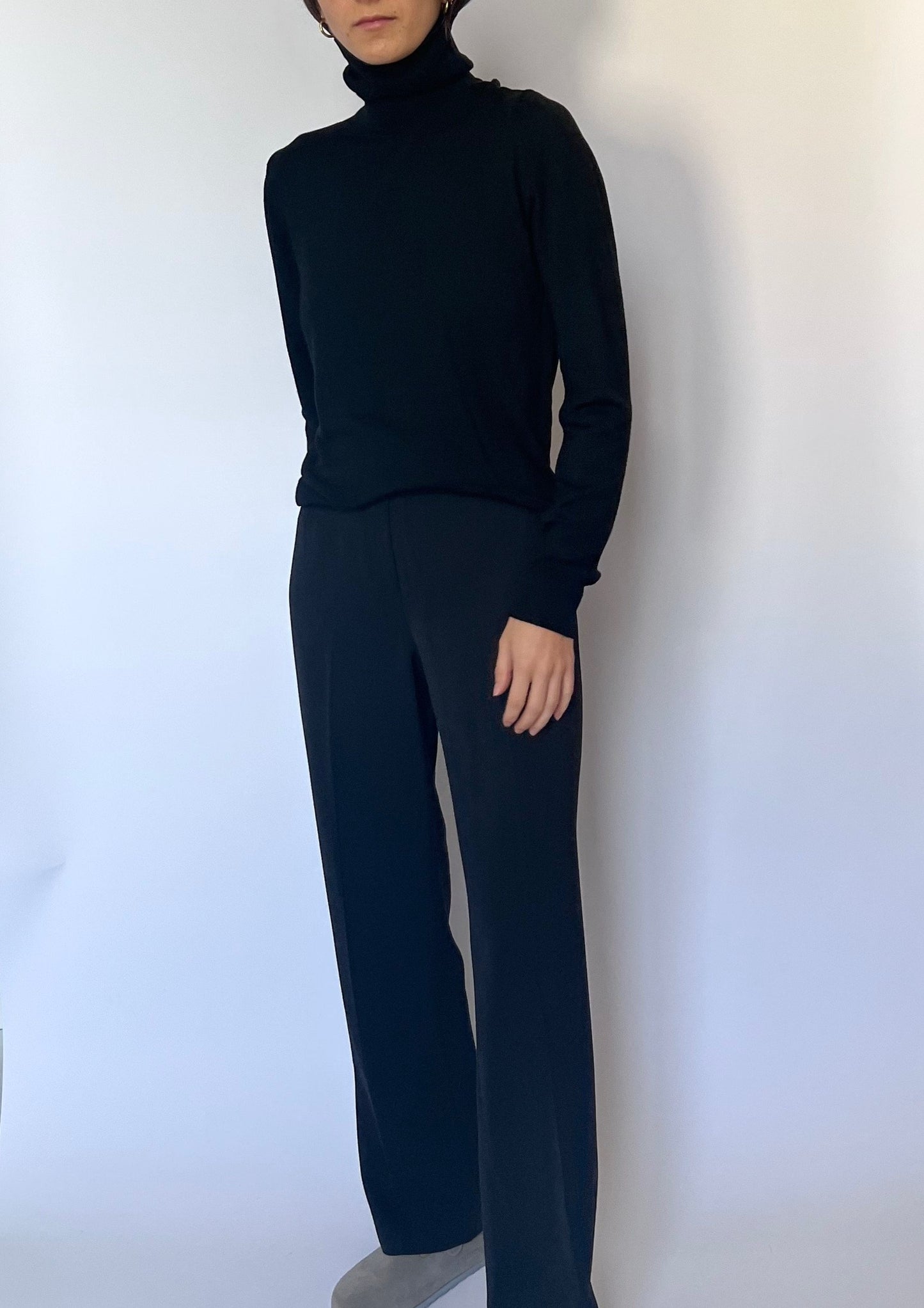 Black Fitted Roll Neck Jumper S/M