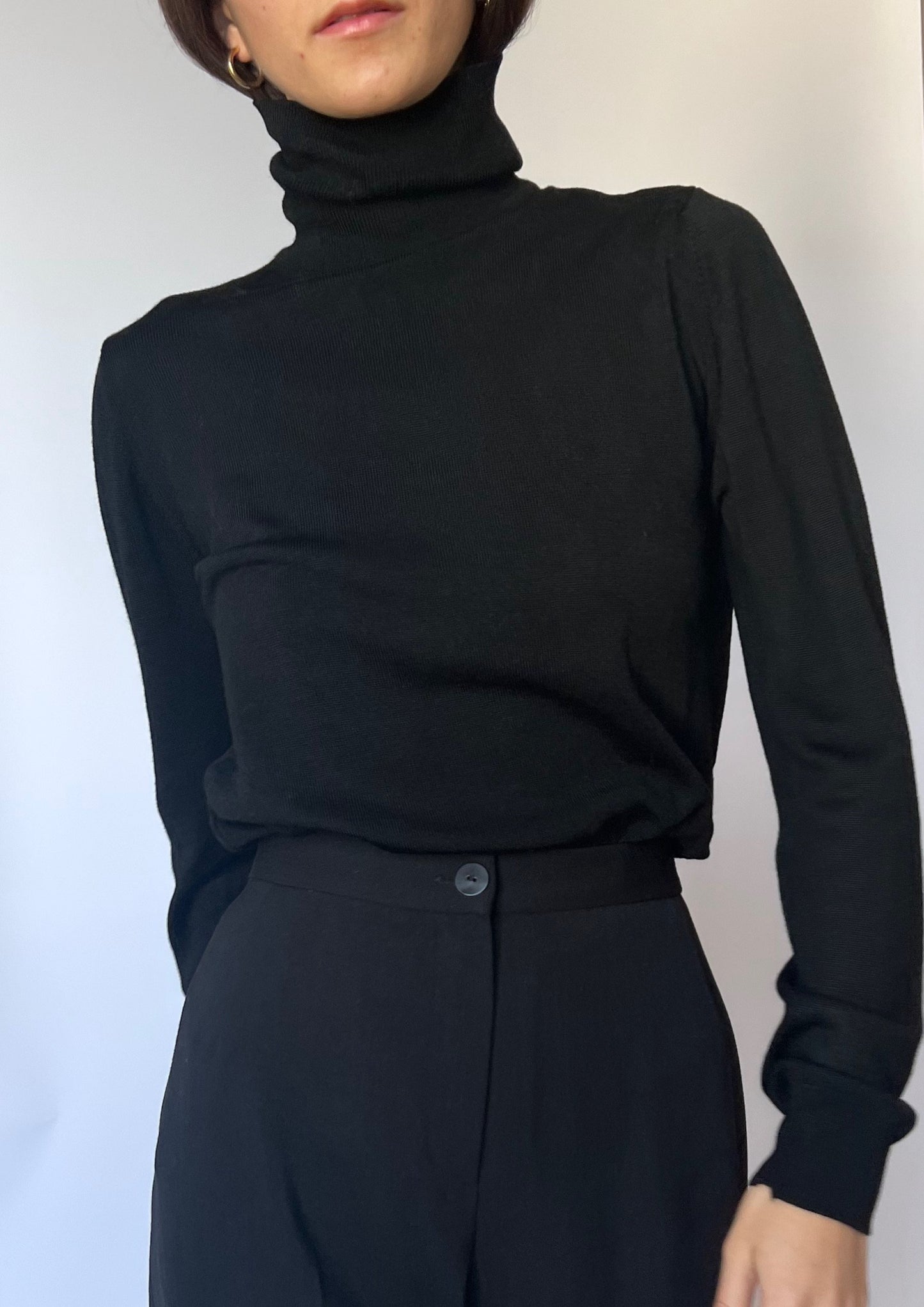 Black Fitted Roll Neck Jumper S/M