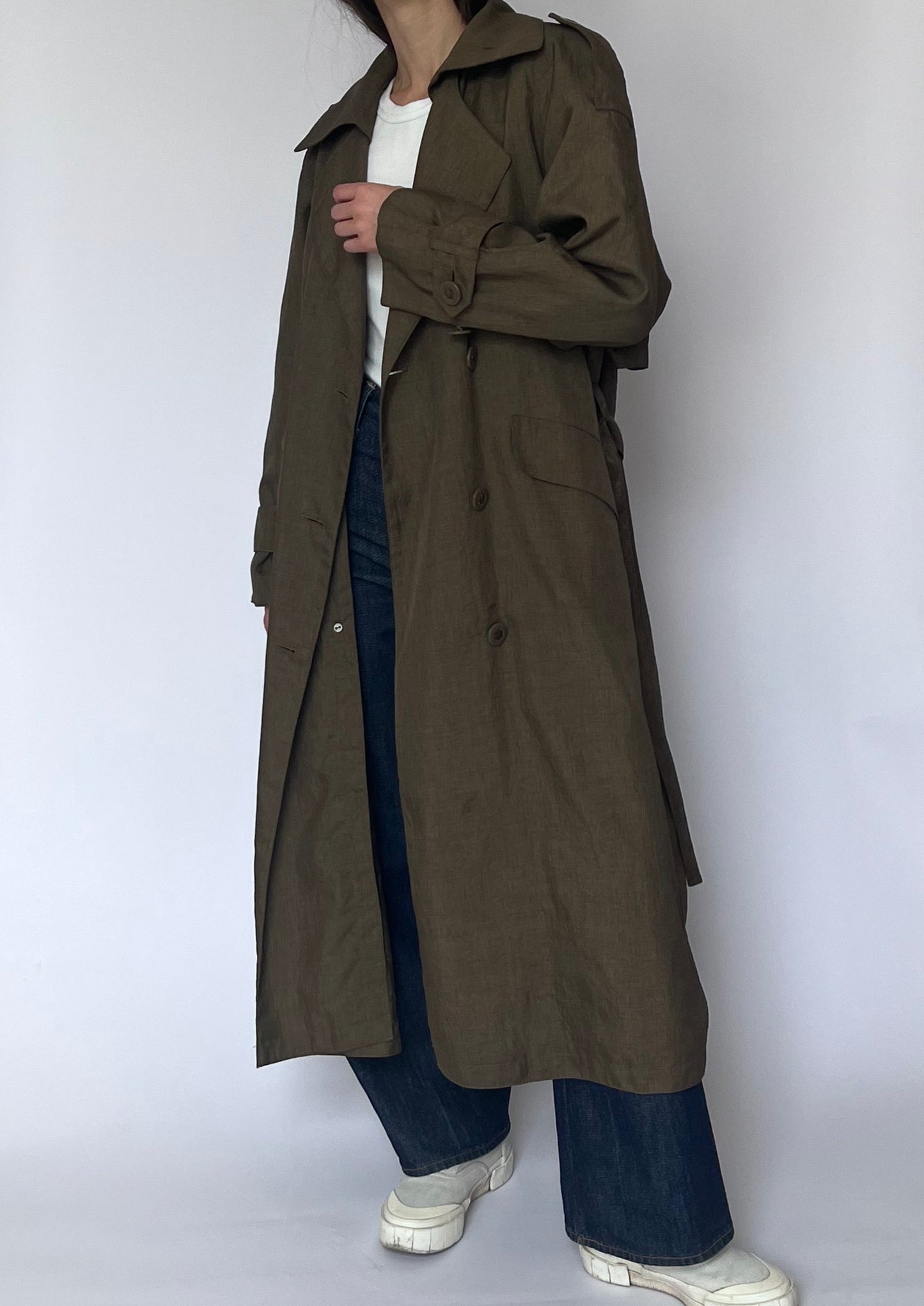 Vintage Brown Maxi Trench Coat S/M