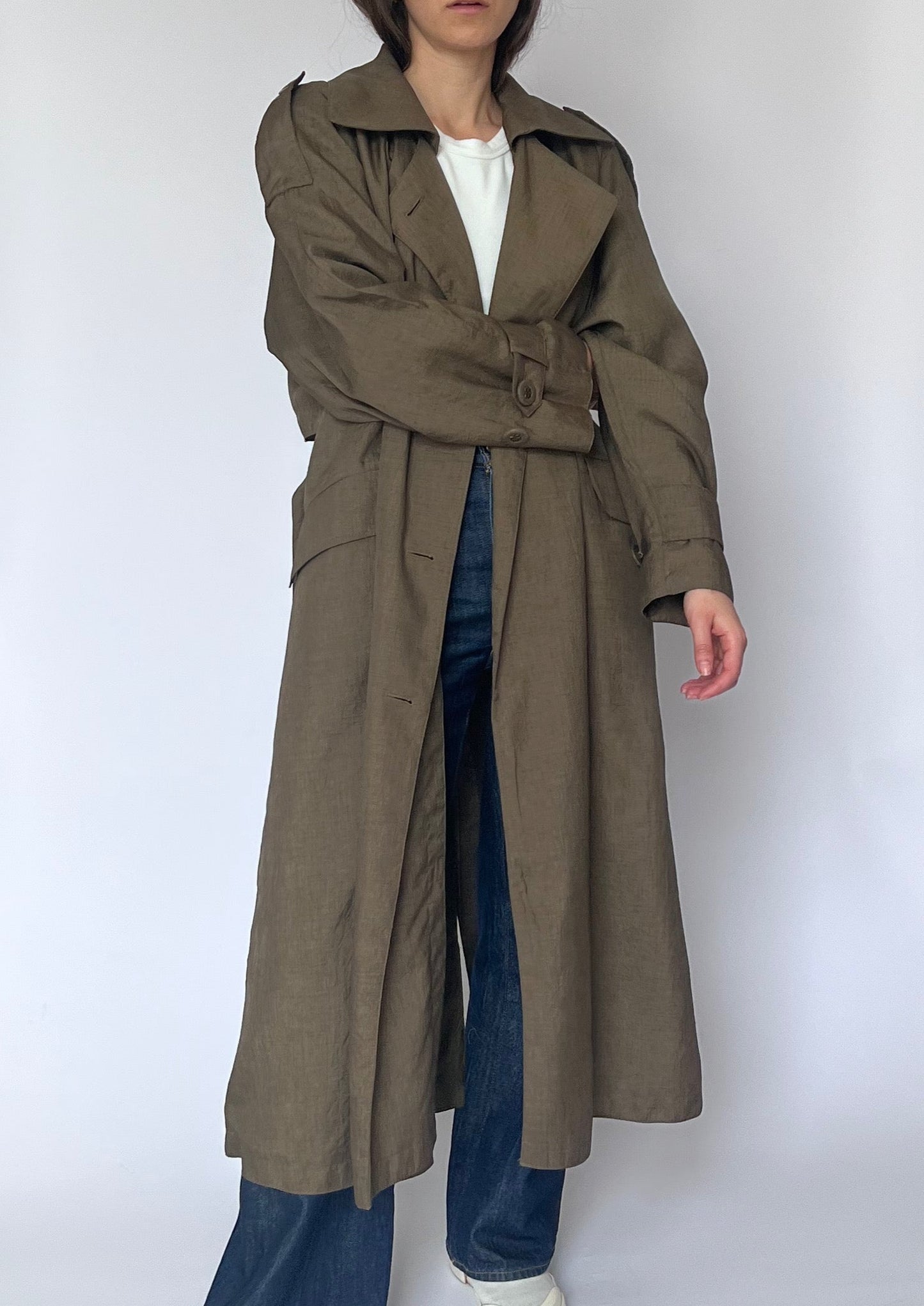 Vintage Brown Maxi Trench Coat S/M