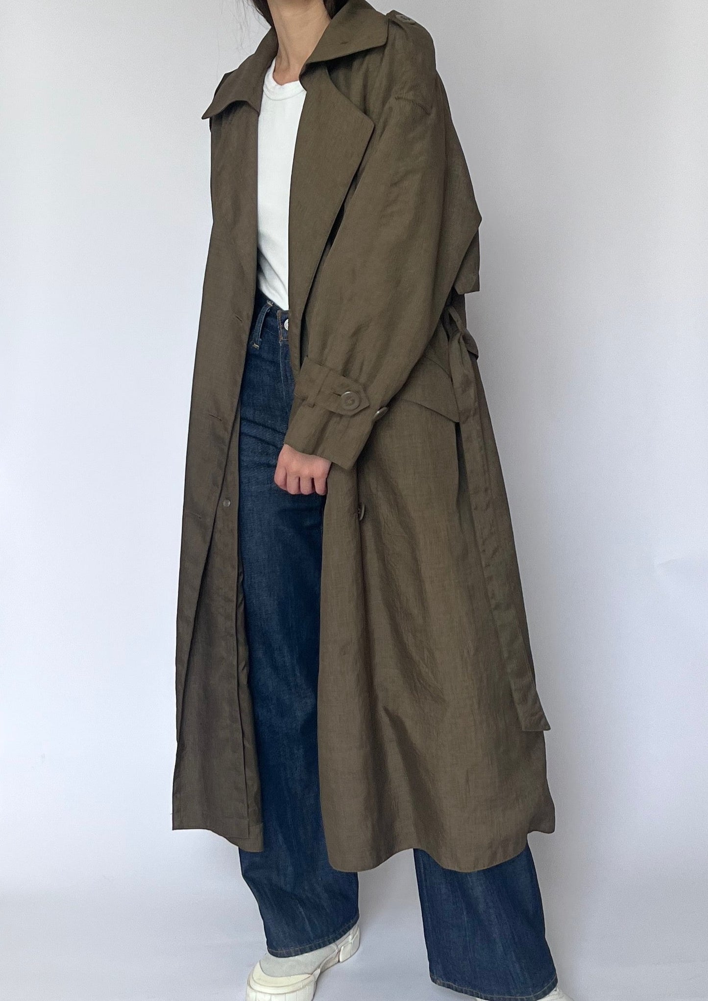 Vintage Brown Maxi Trench Coat S/M