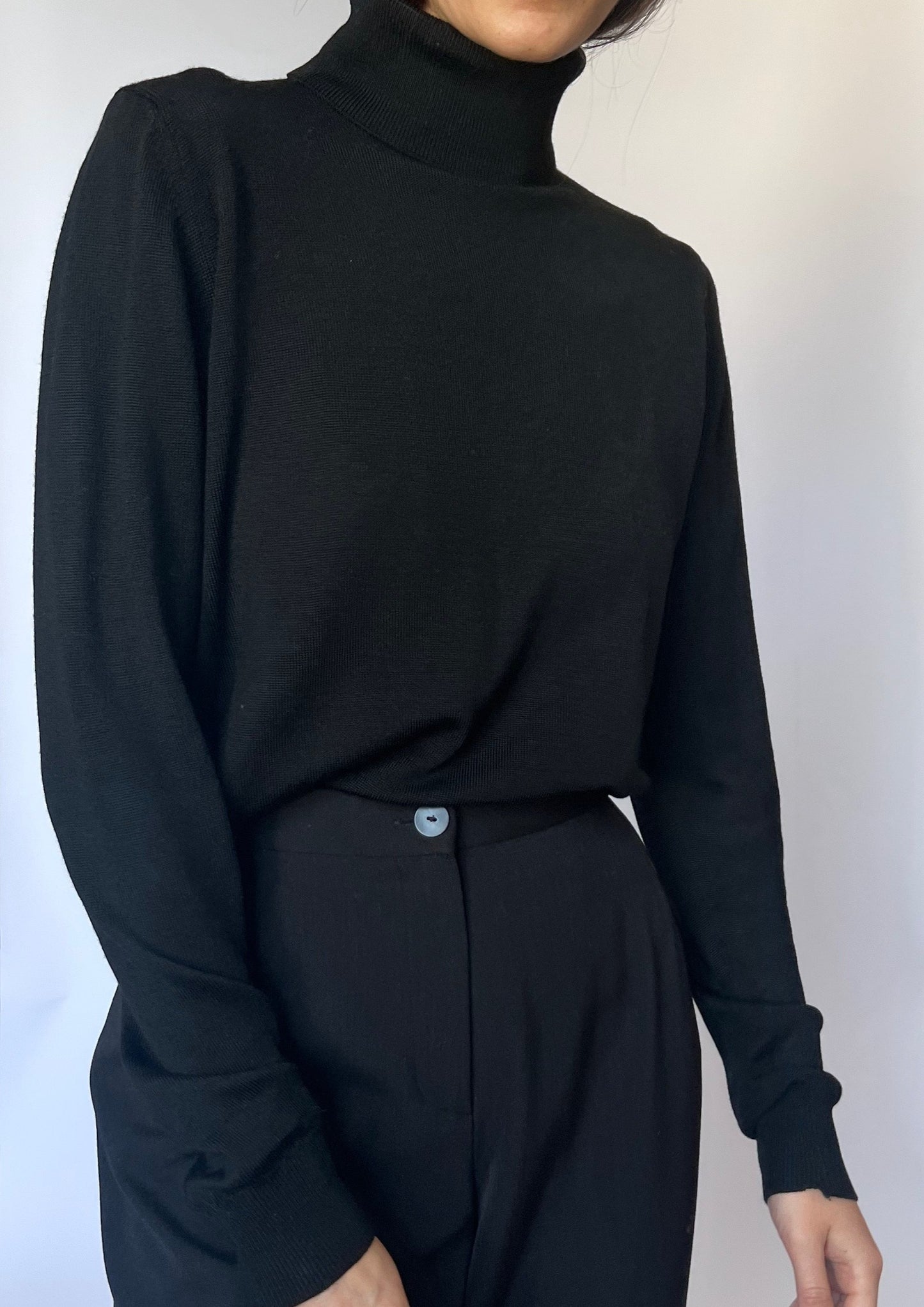 Black Fitted Roll Neck Jumper S/M