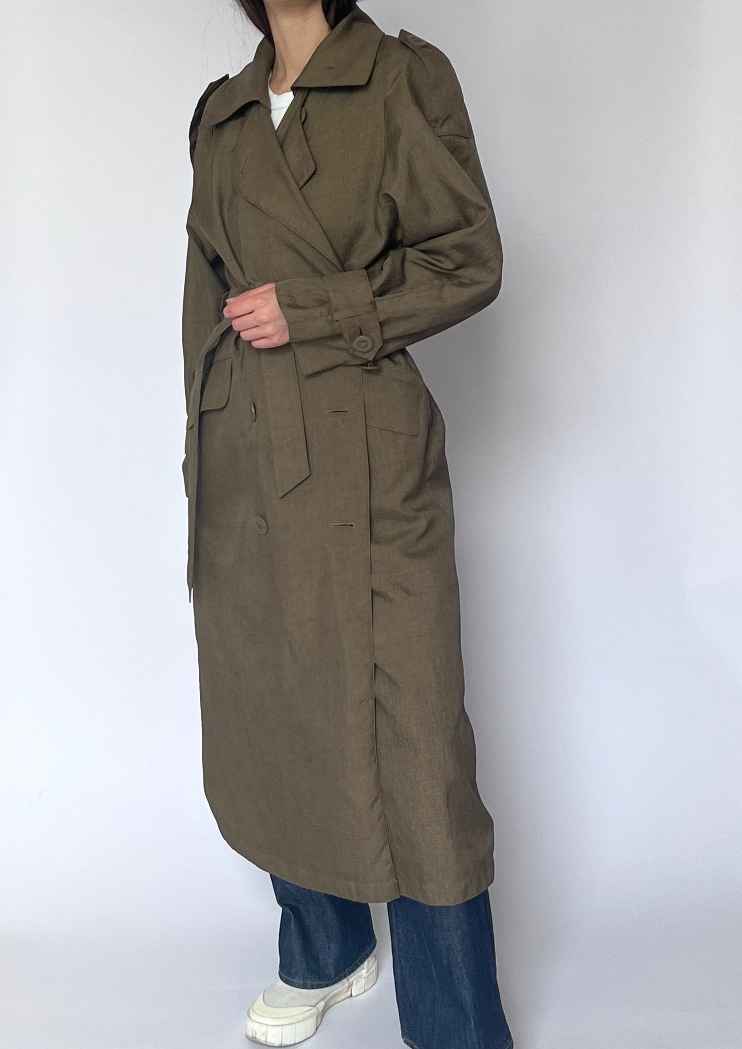 Vintage Brown Maxi Trench Coat S/M