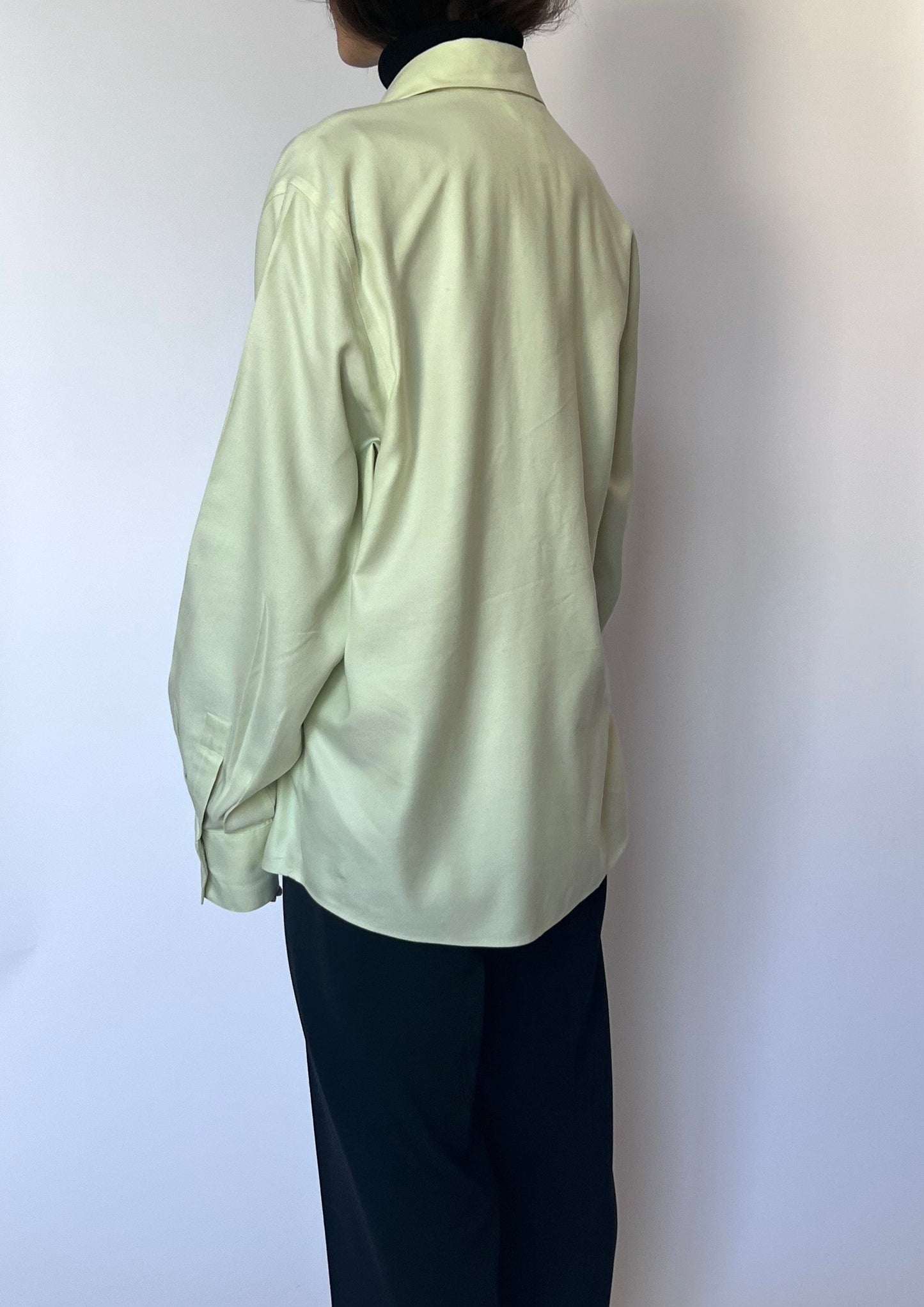 Vintage 60s Lime Green Oversized Shirt M