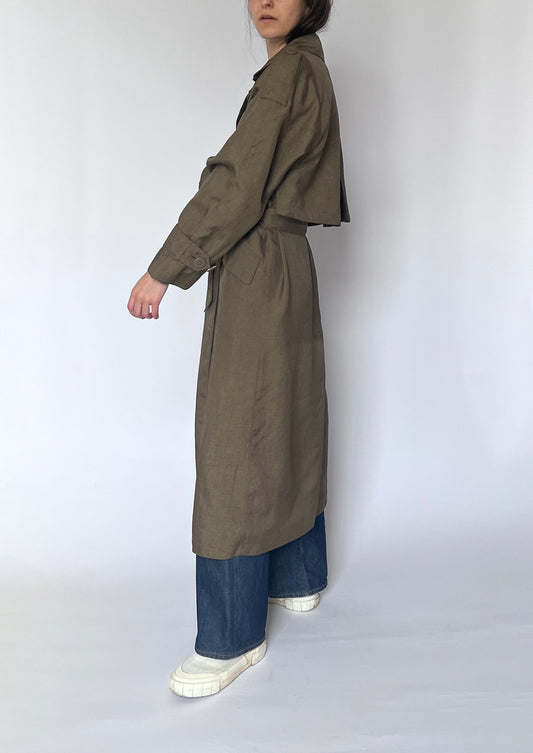 Vintage Brown Maxi Trench Coat S/M