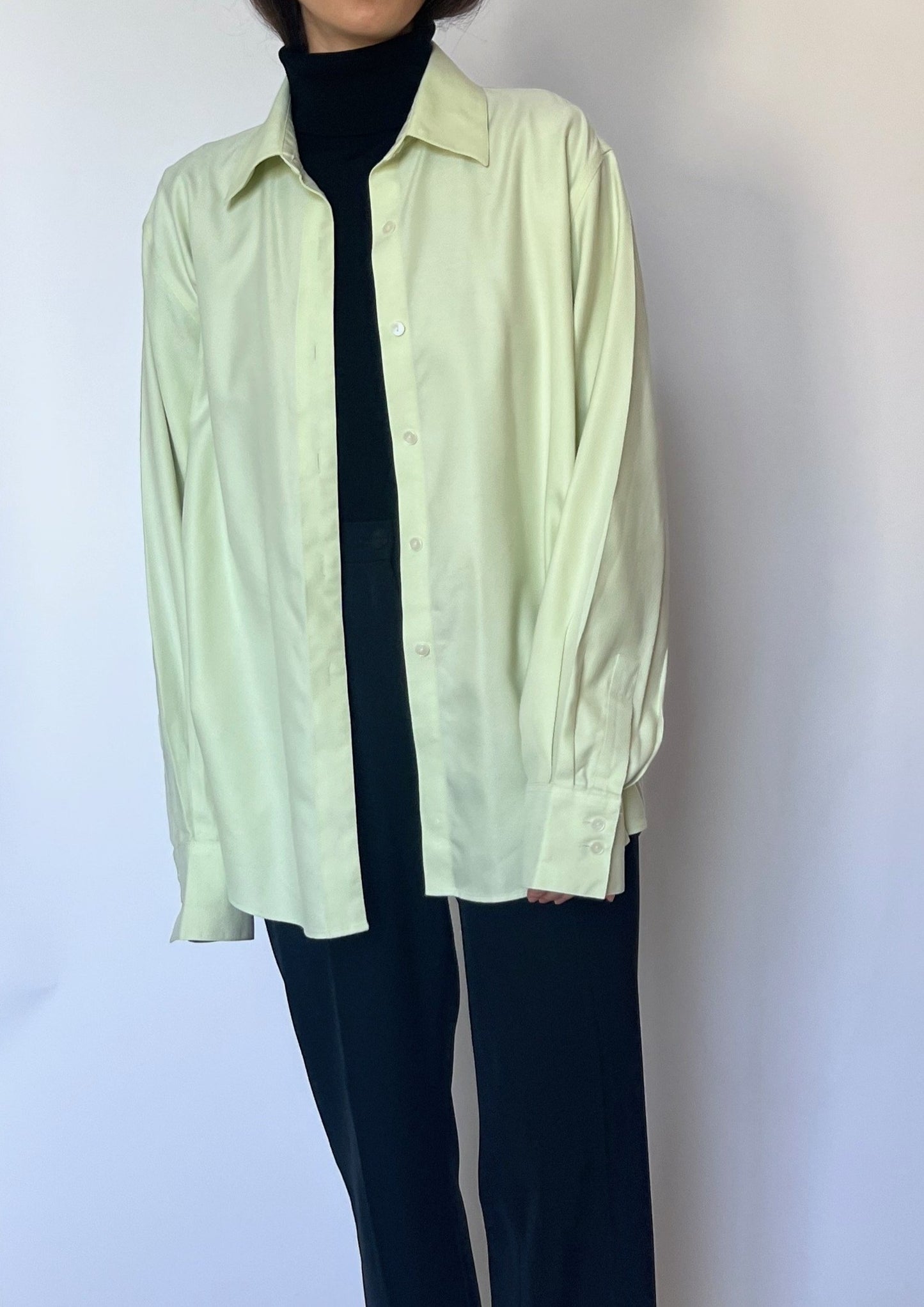 Vintage 60s Lime Green Oversized Shirt M