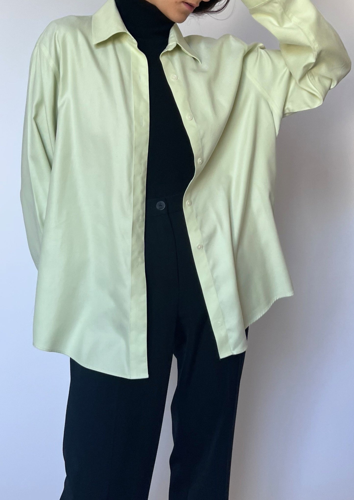 Vintage 60s Lime Green Oversized Shirt M