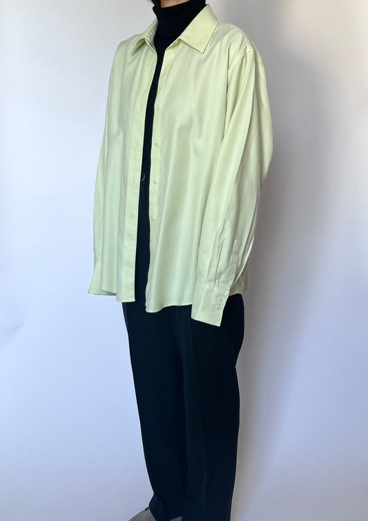 Vintage 60s Lime Green Oversized Shirt M