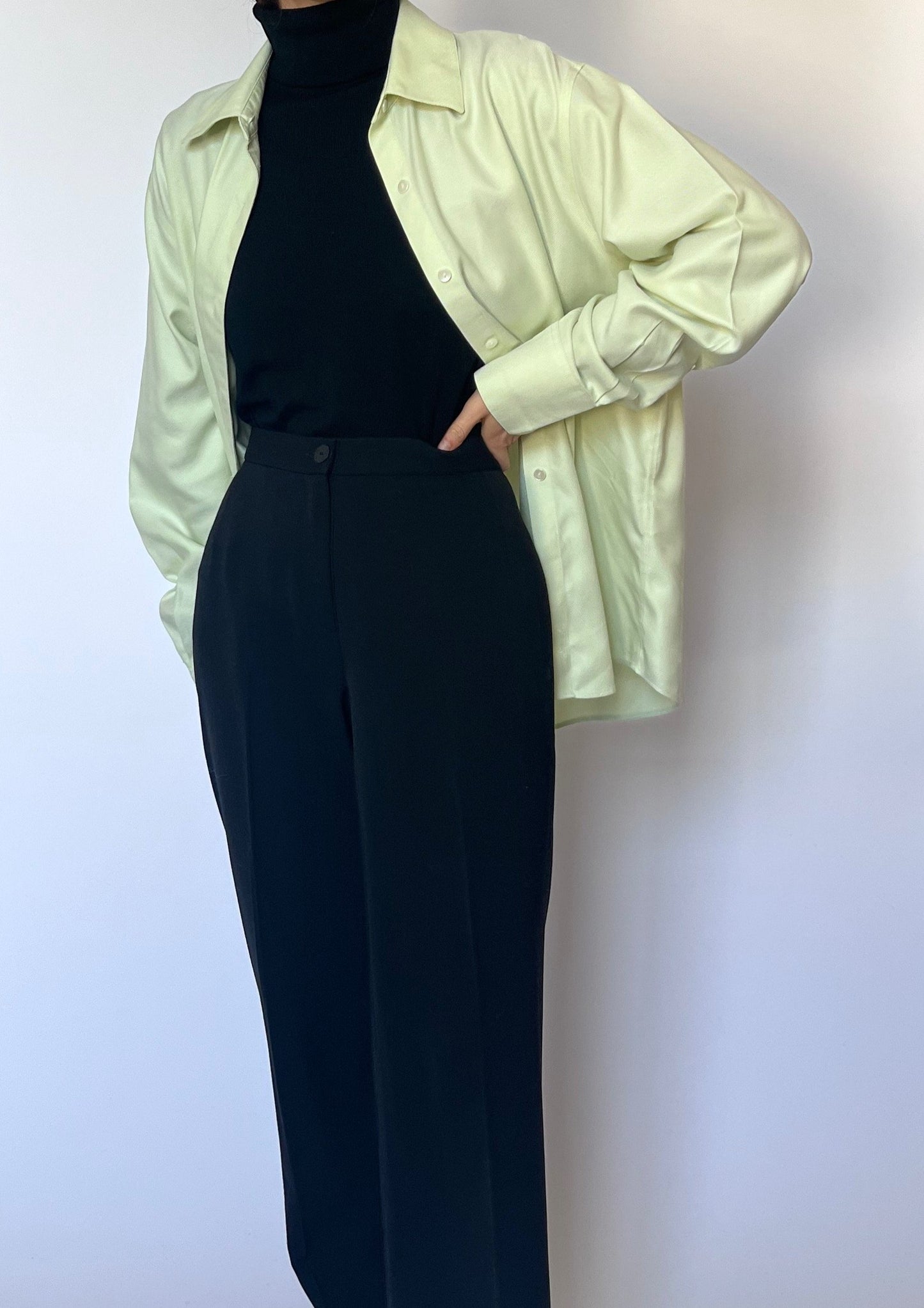 Vintage 60s Lime Green Oversized Shirt M