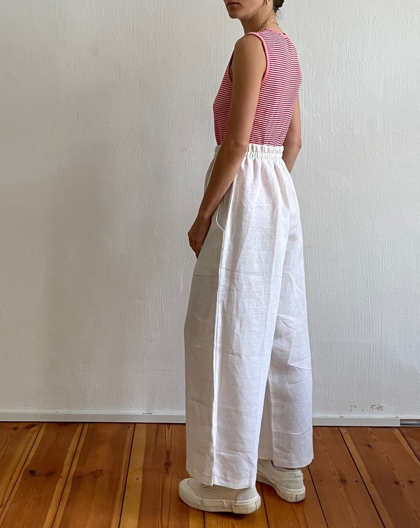 Vintage White Italian Linen Trousers Size XS-M