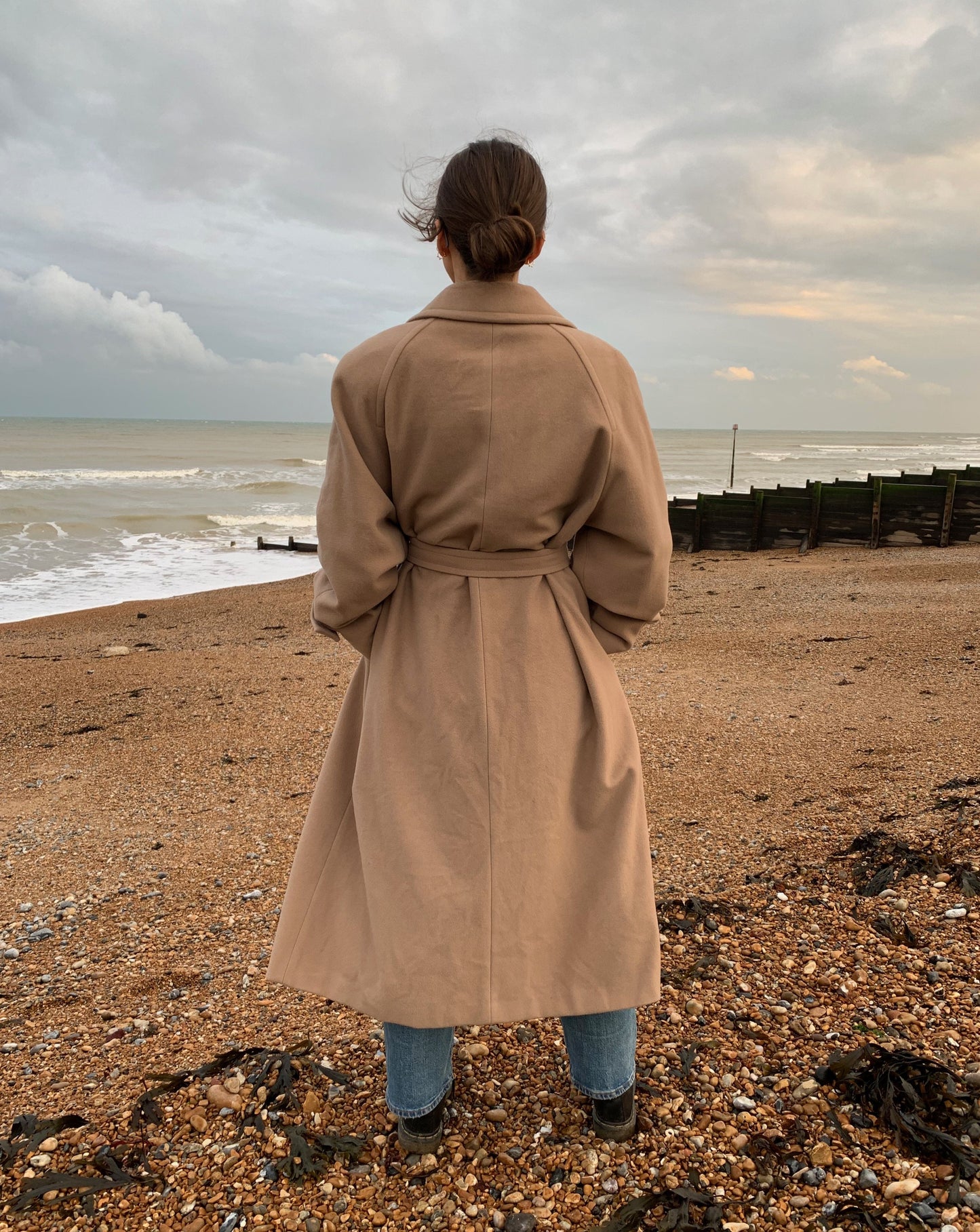 Vintage Camel Wool Wrap Coat Size 8-14