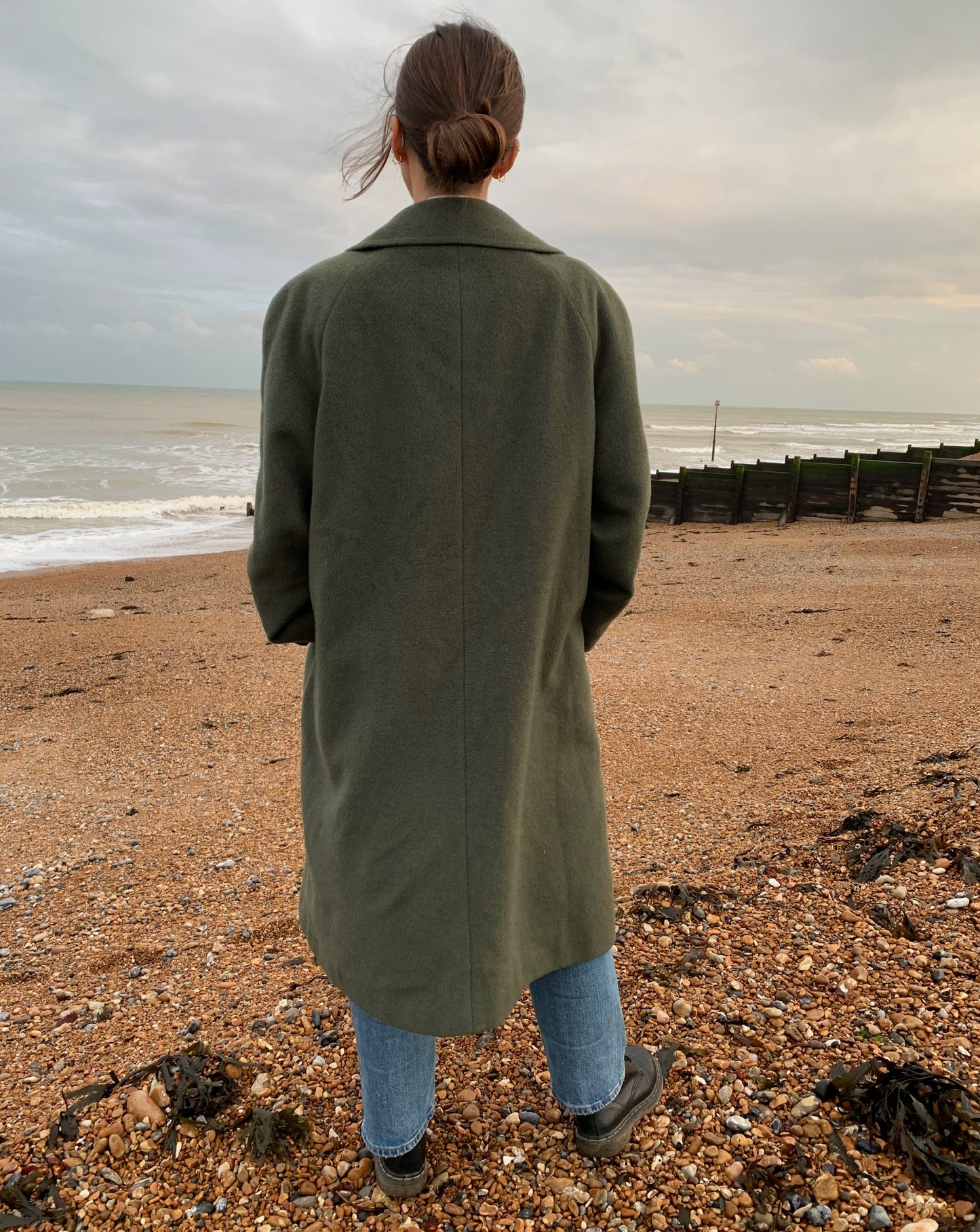 Vintage Khaki Green Wool Coat Size 8-14