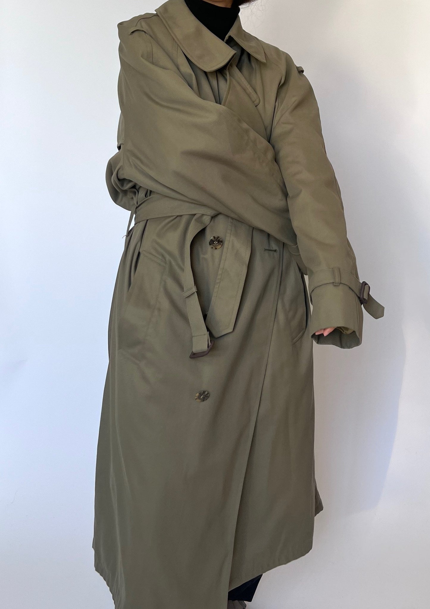 Rare 1970s Bill Blass Wool Lined Trench Coat L/XL