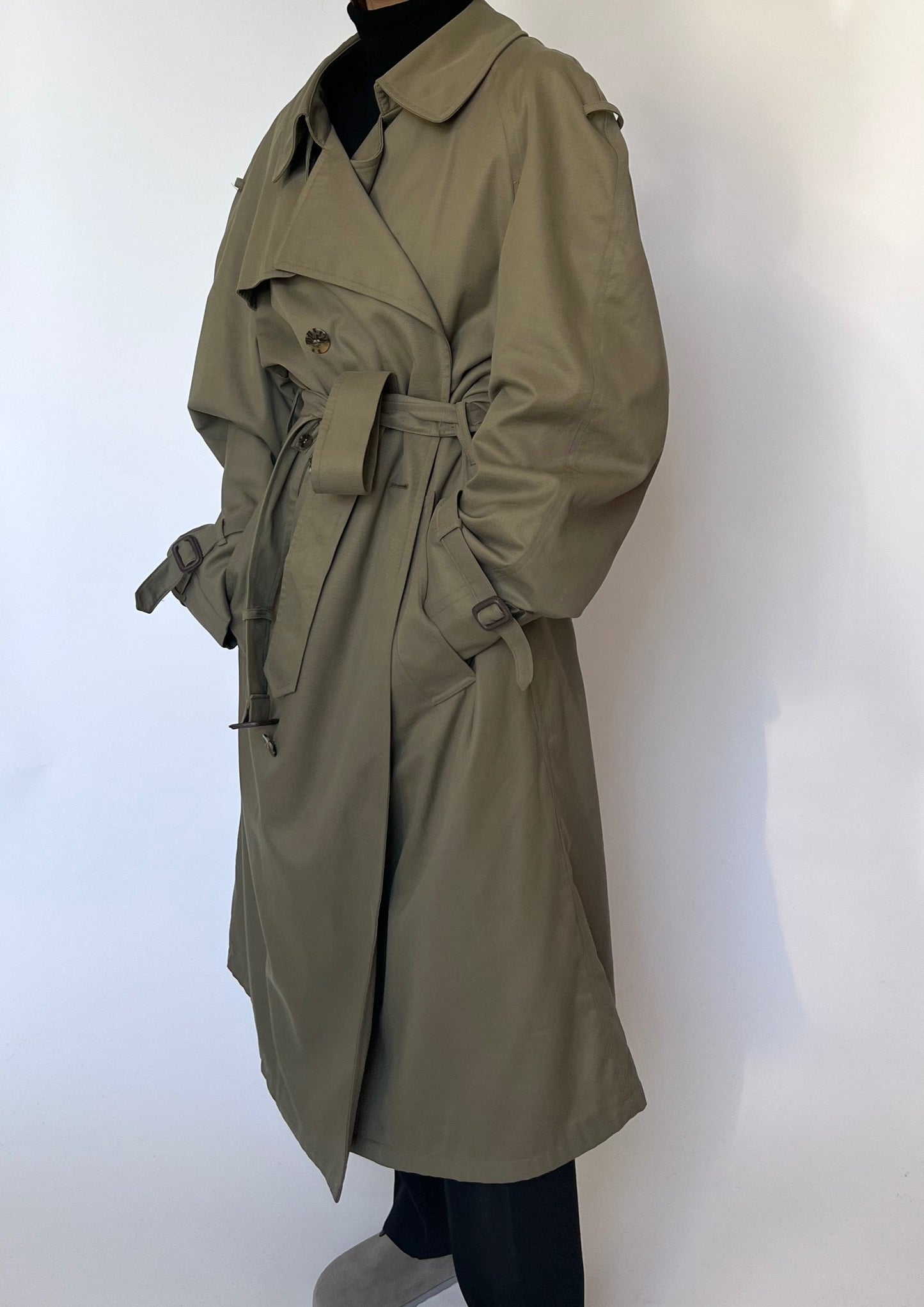 Rare 1970s Bill Blass Wool Lined Trench Coat L/XL