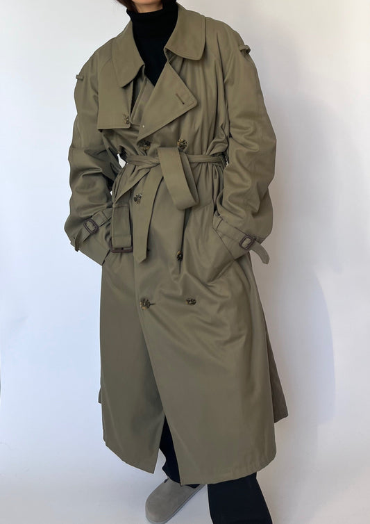 Rare 1970s Bill Blass Wool Lined Trench Coat L/XL