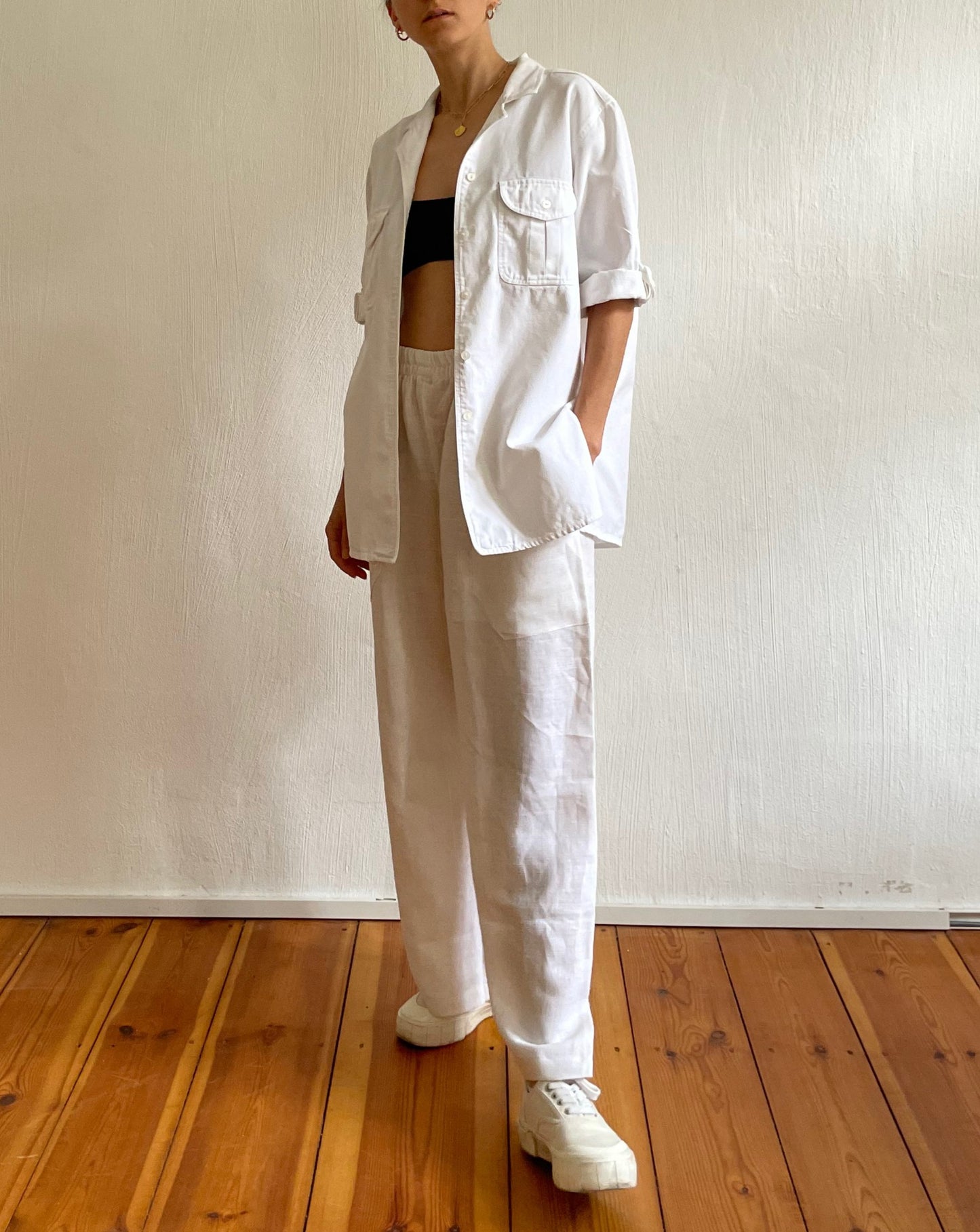 Vintage White Linen Shirt Size XS-M