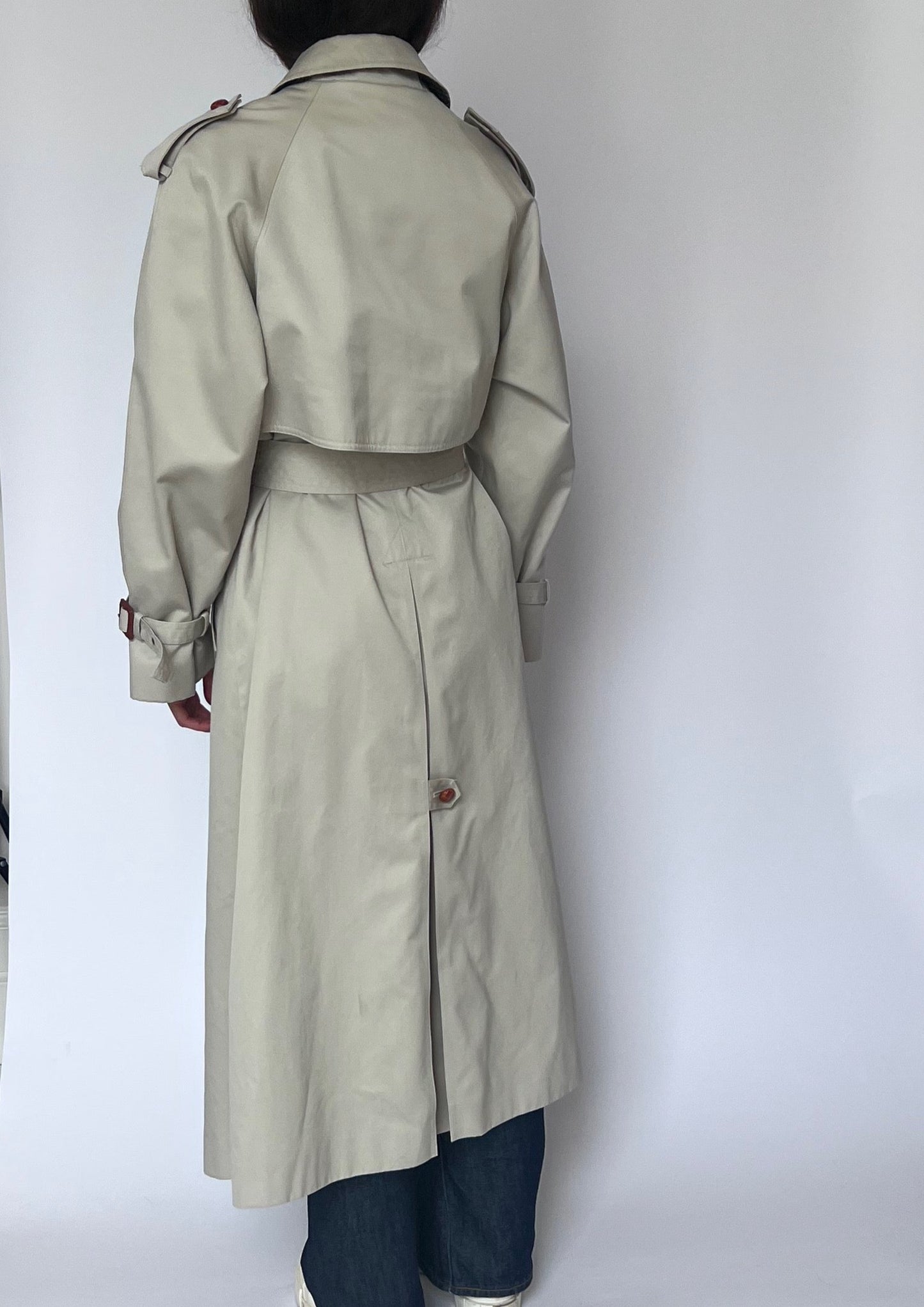 Classic Vintage 70s Cream Trench Coat S/M