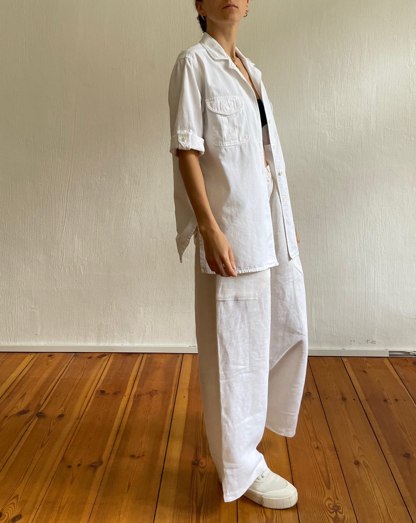 Vintage White Linen Shirt Size XS-M