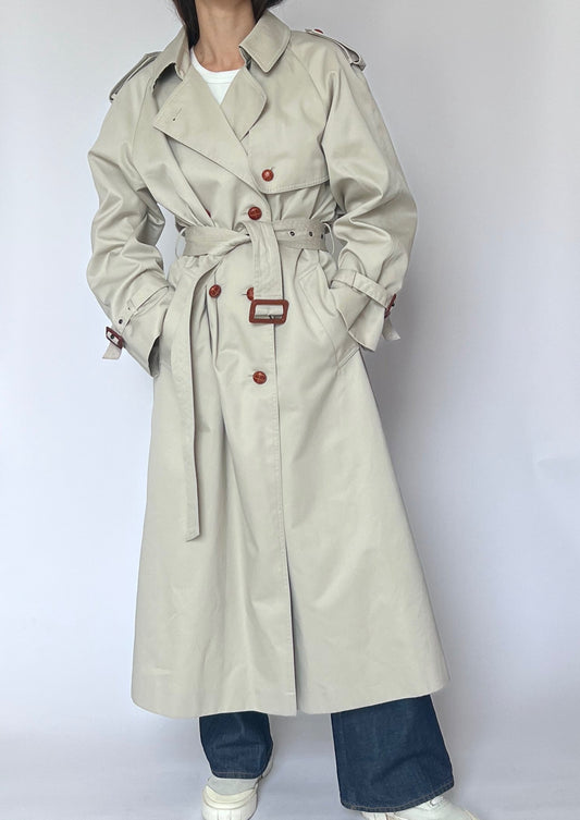 Classic Vintage 70s Cream Trench Coat S/M