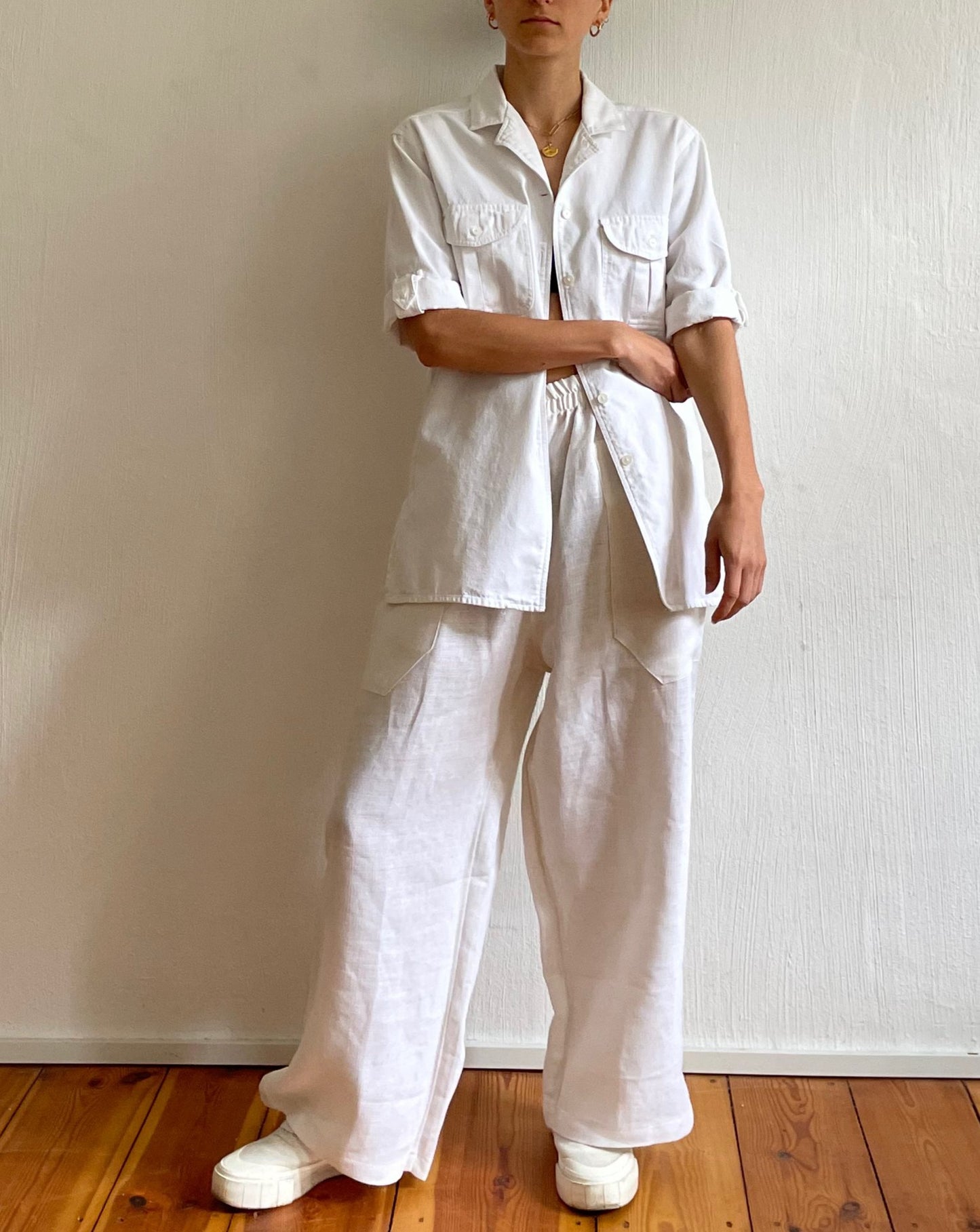 Vintage White Linen Shirt Size XS-M