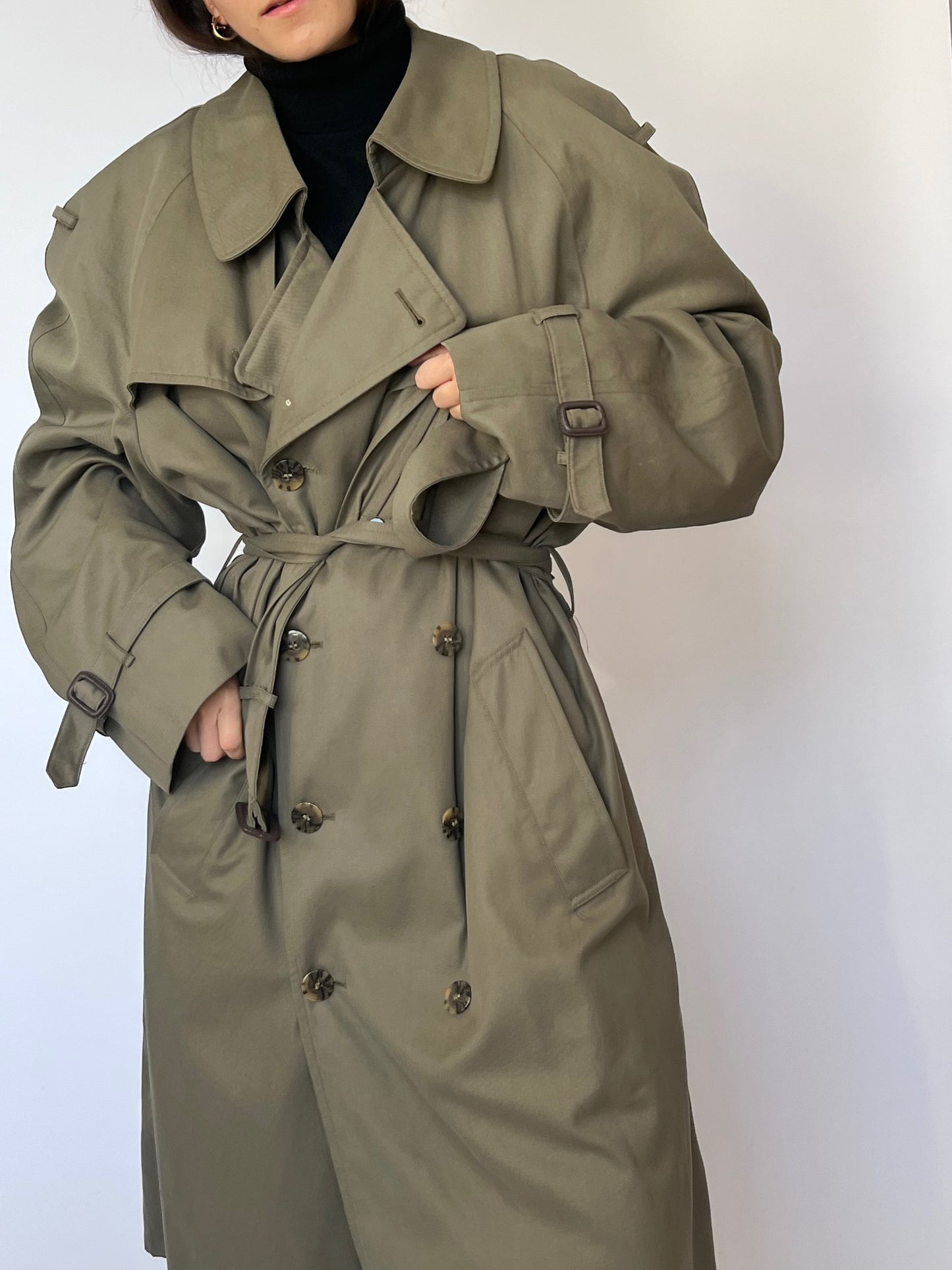 Rare 1970s Bill Blass Wool Lined Trench Coat L/XL