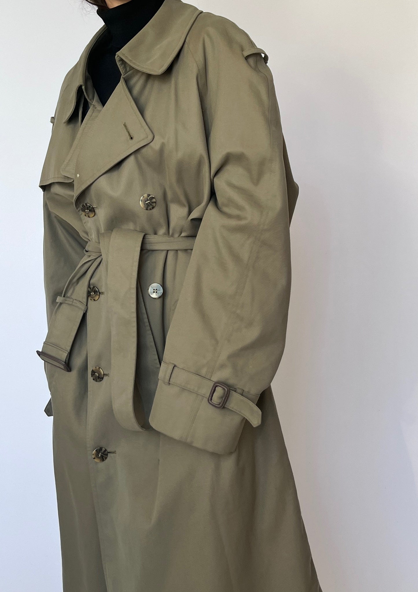 Rare 1970s Bill Blass Wool Lined Trench Coat L/XL