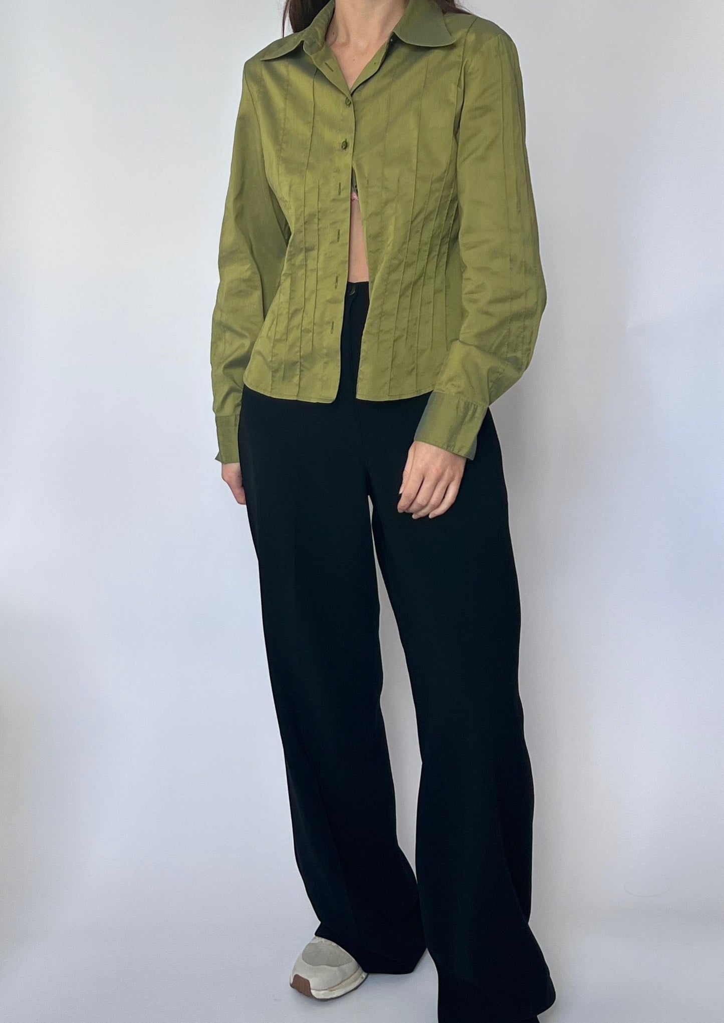 Green 00's Pleated shirt XS/S