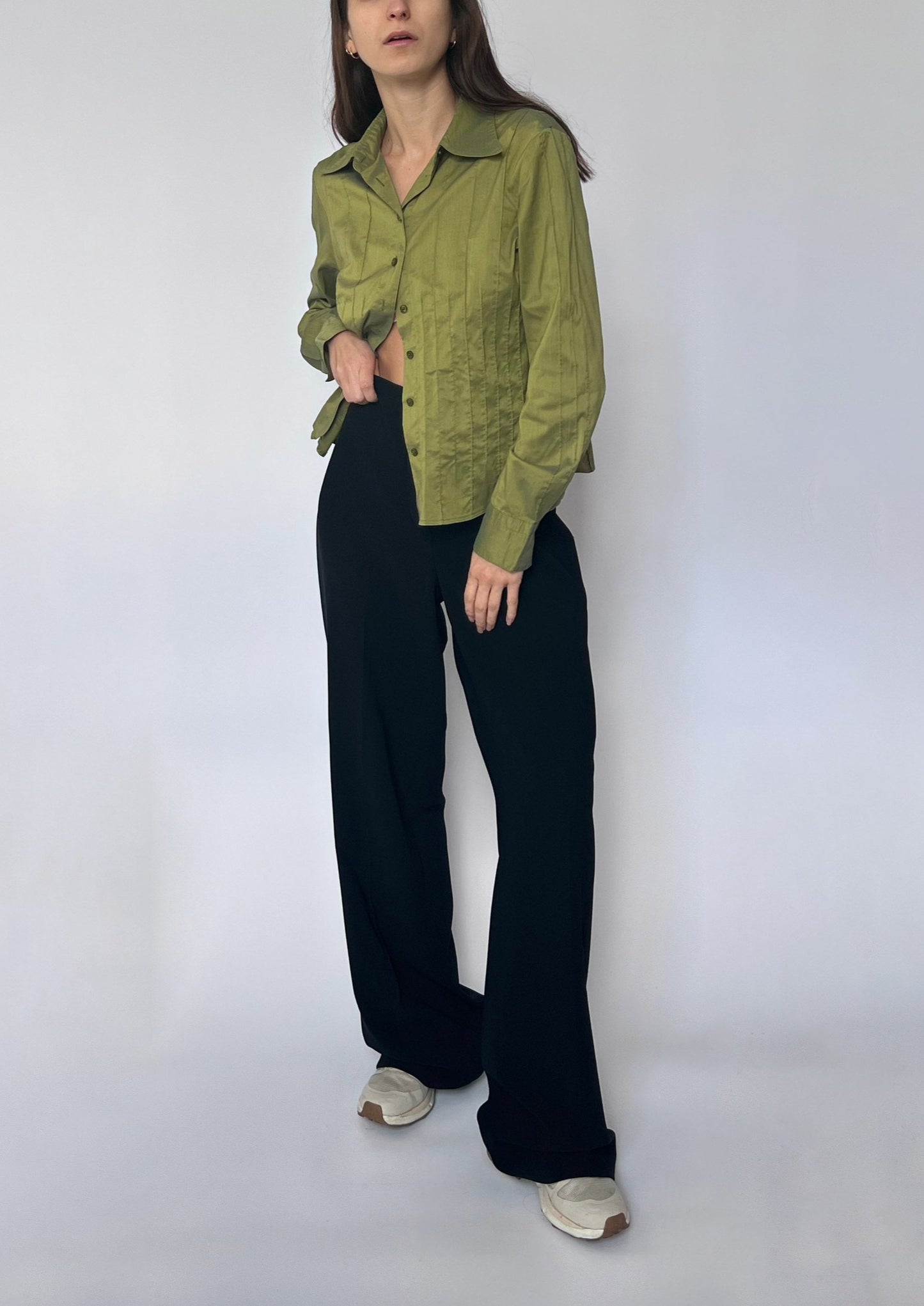 Green 00's Pleated shirt XS/S