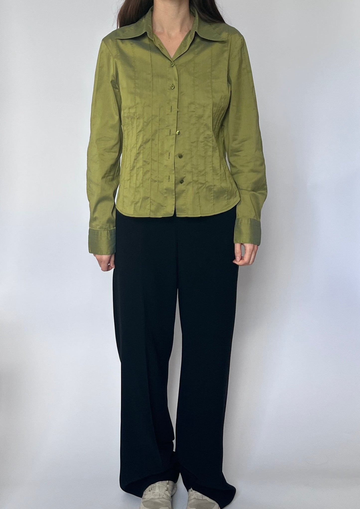 Green 00's Pleated shirt XS/S