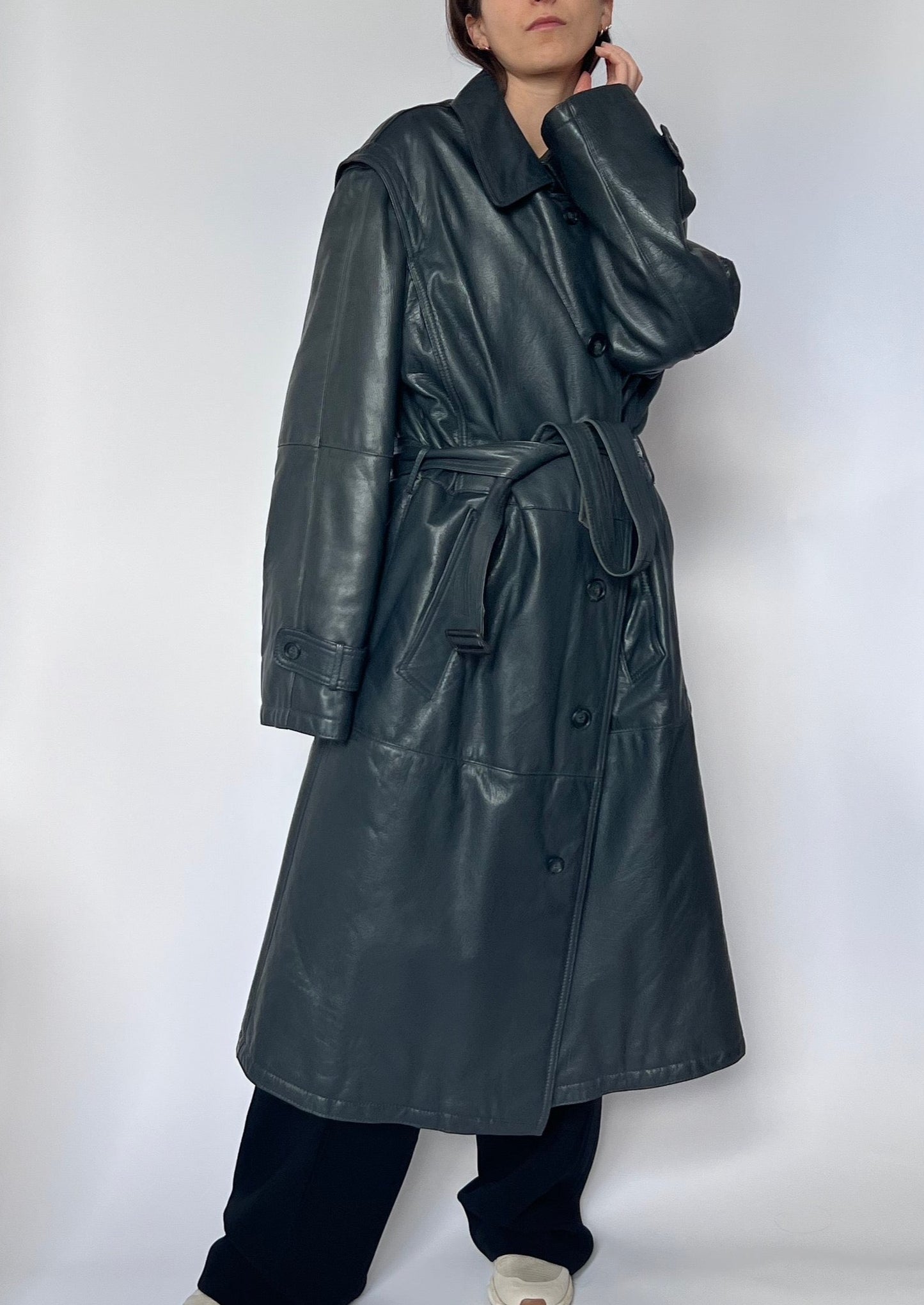 Vintage Leather Trench M/L