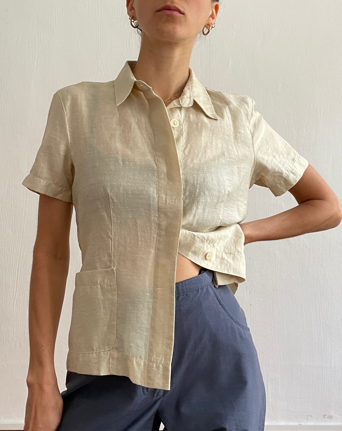 Vintage Linen Minimal Shirt Size XS-S